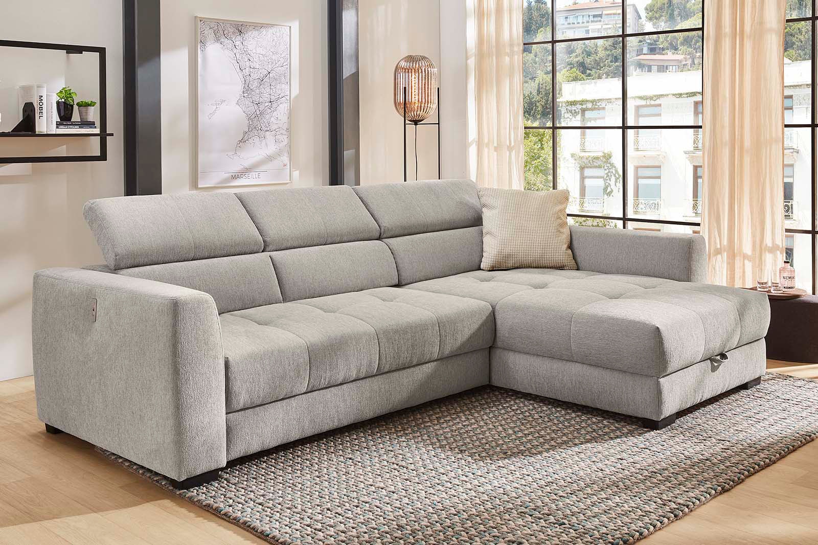 Jockenhöfer Gruppe Ecksofa »San Marino L-Form« mit elektromotorischer Sitztiefenverstellung (ca. 30cm), Bettkasten