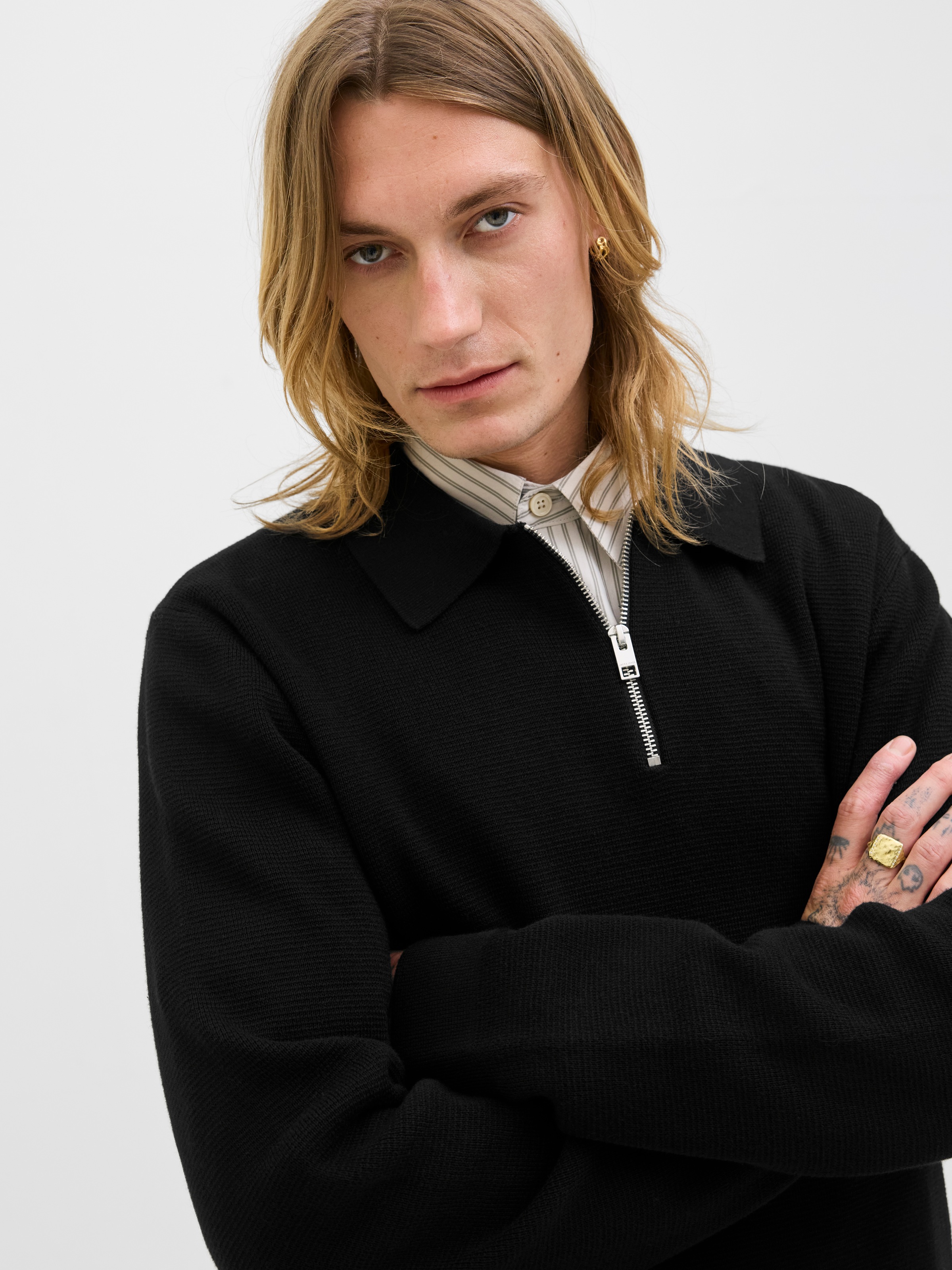 Jack & Jones Polokragenpullover »JPRBLAMILANO STITCH KNIT ZIP POLO SN«