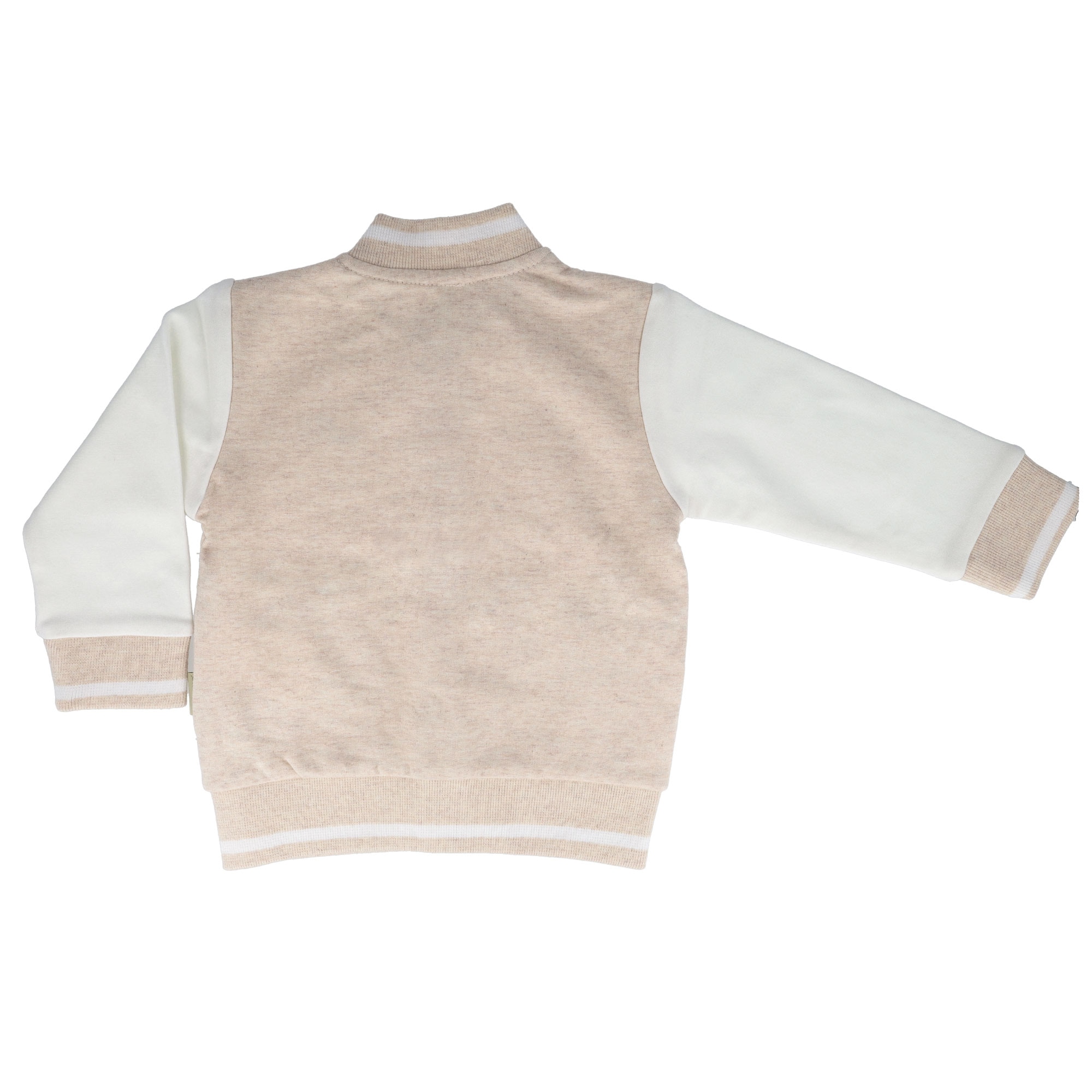 MAXIMO Veste sweat 1 College Style, beigemeliert, weisse Ärmel, „hello“-Stickerei