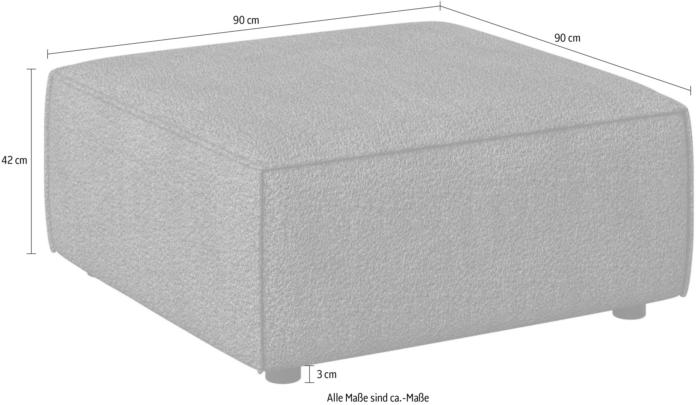 INOSIGN Polsterhocker »Polsterhocker Cavan, Masse B/T/H: 90/90/42 cm«, passend zur Serie, mit Wellenunterfederung, auch in Bouclé