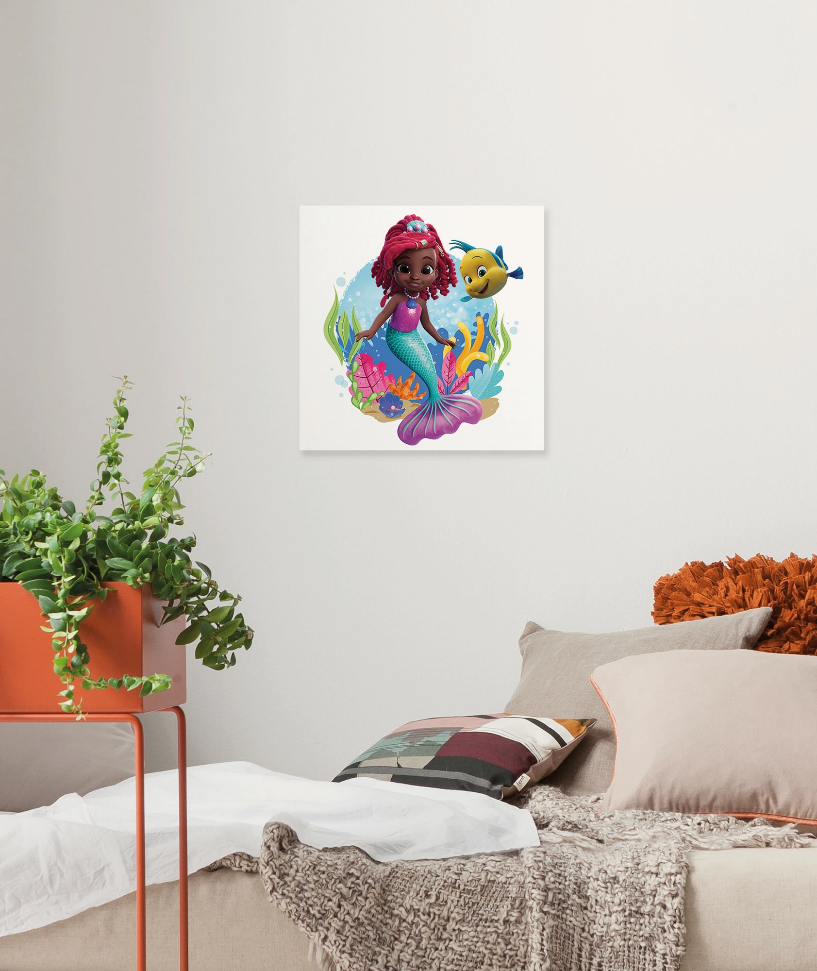 Image of Komar Leinwandbild "Disney Ariel Baby Mermaid" Disney 1 Stk. tlg. 40 x 40 cm (Breite x Höhe) - Kinderzimmer, Dekoration