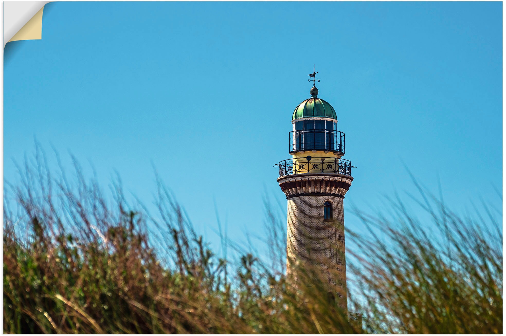 Image of Artland Wandbild »Blick auf Leuchtturm in Warnemünde«, Gebäude, (1 St.), in vielen Grössen & Produktarten - Alubild / Outdoorbild für den Aussenbereich, Leinwandbild, Poster, Wandaufkleber / Wandtattoo auch für Badezimmer geeignet bei Ackermann Versand Sc
