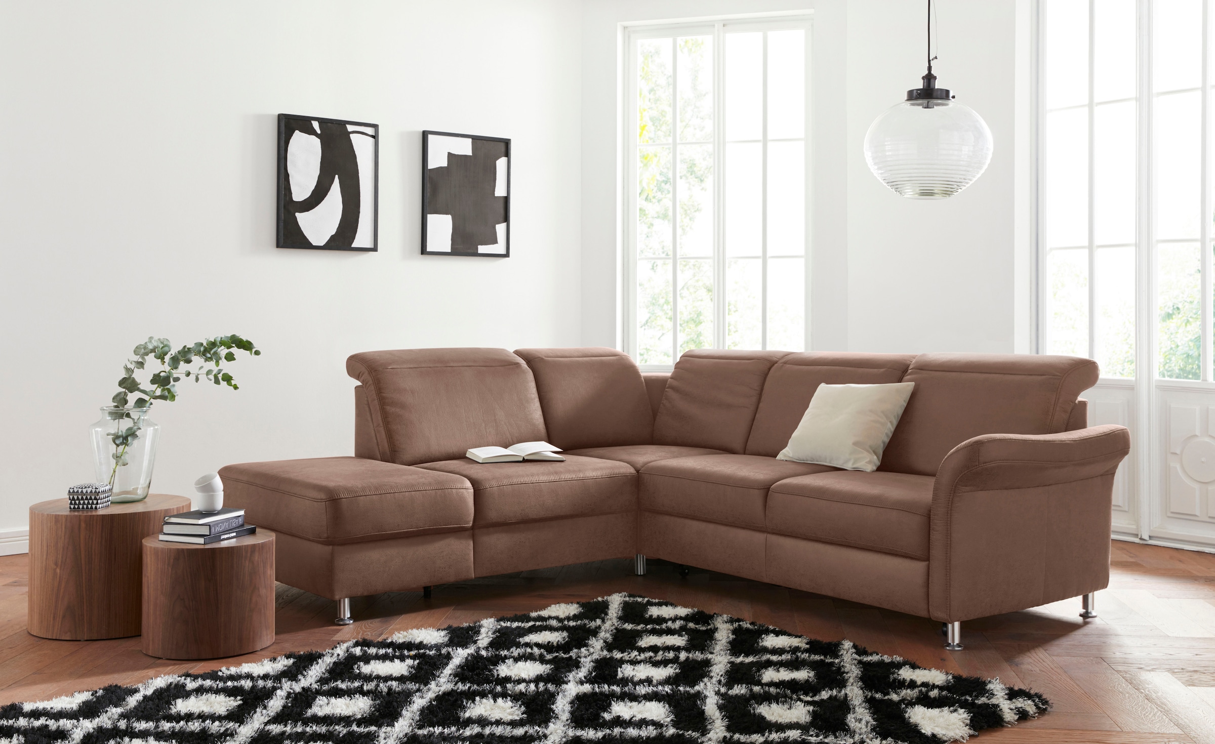 Image of sit&more Ecksofa "Darwin L-Form" inklusive Federkern, wahlweise mit Kopfteilverstellung, Bettfunktion