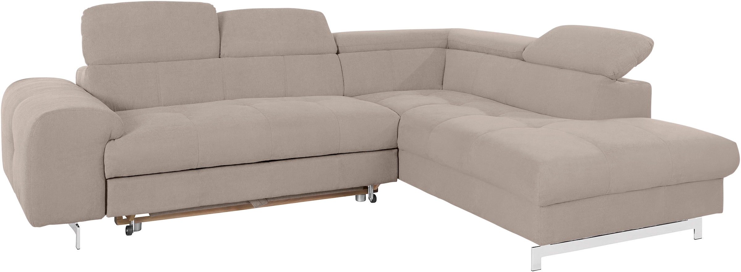 COTTA Ecksofa »Chef L-Form«, mit Kopfteilverstellung, edle Metallkufen, wahlweise mit Bettfunktion