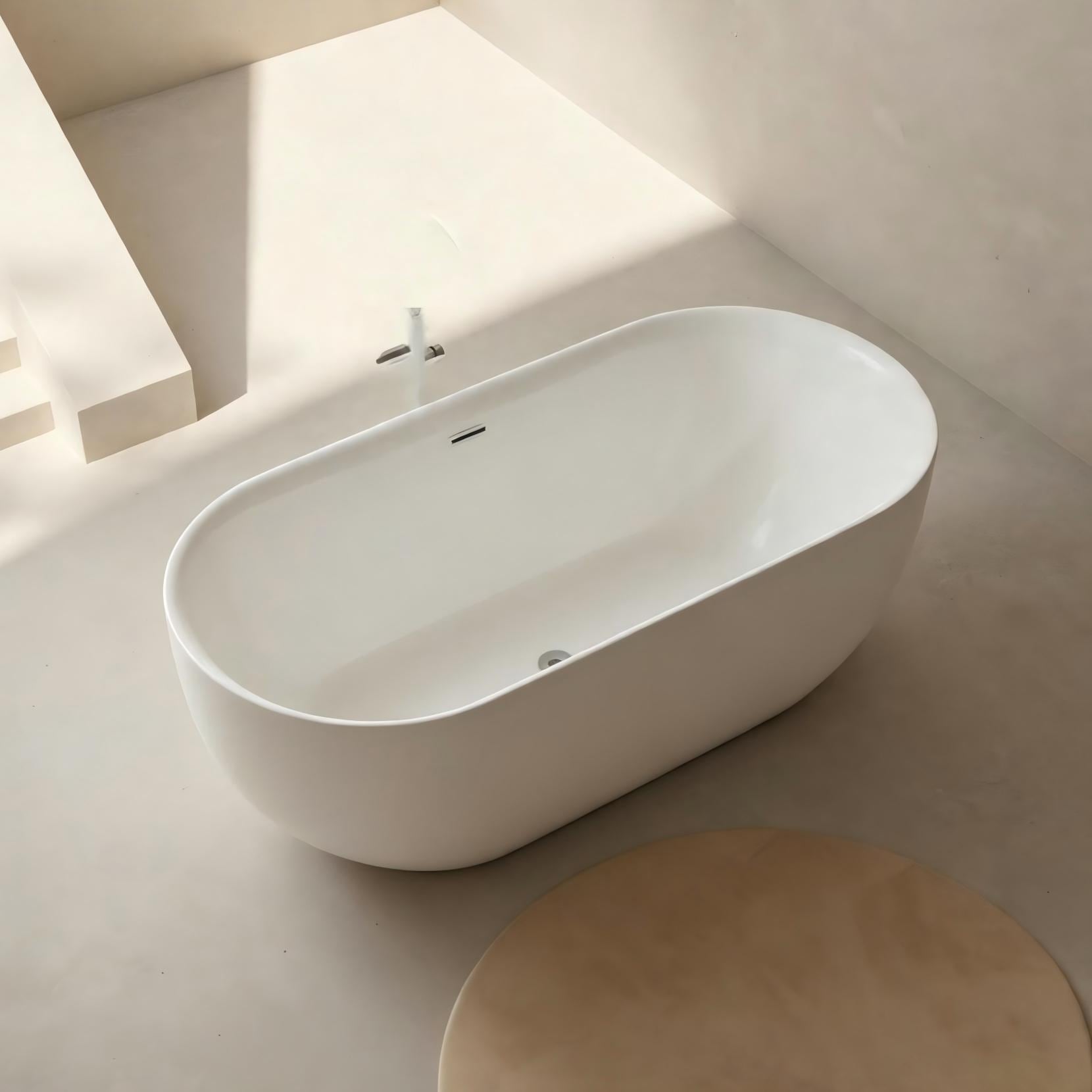 welltime Baignoire »Setubal« Höhe 62 cm Avec bouchon de vidange | Débordement | Pieds réglables contre le mur, en acrylique sanitaire de haute qualité, avec valve pop-up