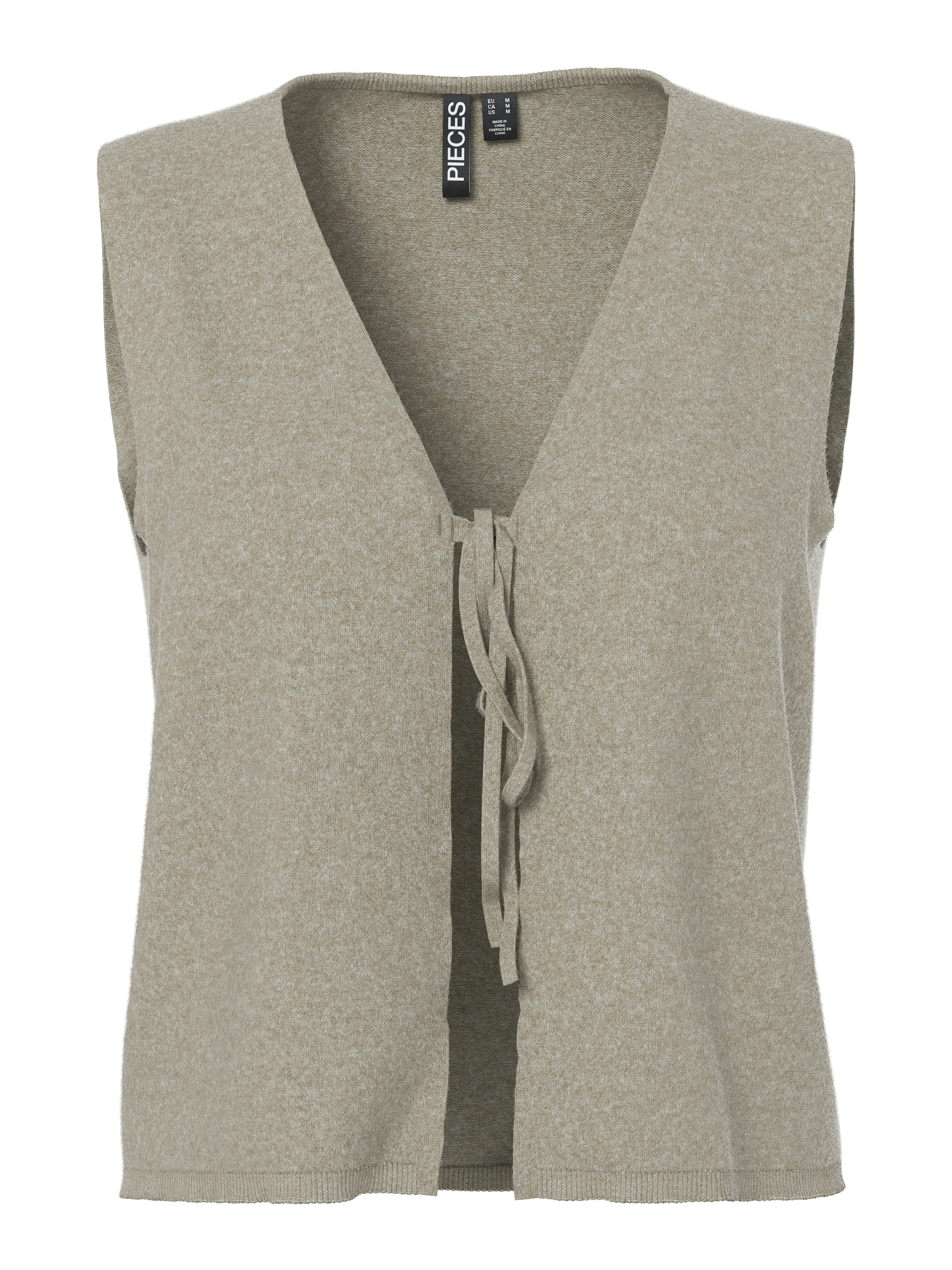 Image of pieces Strickweste "PCBREE SL TIE KNIT VEST NOOS BC" mit Bindeband