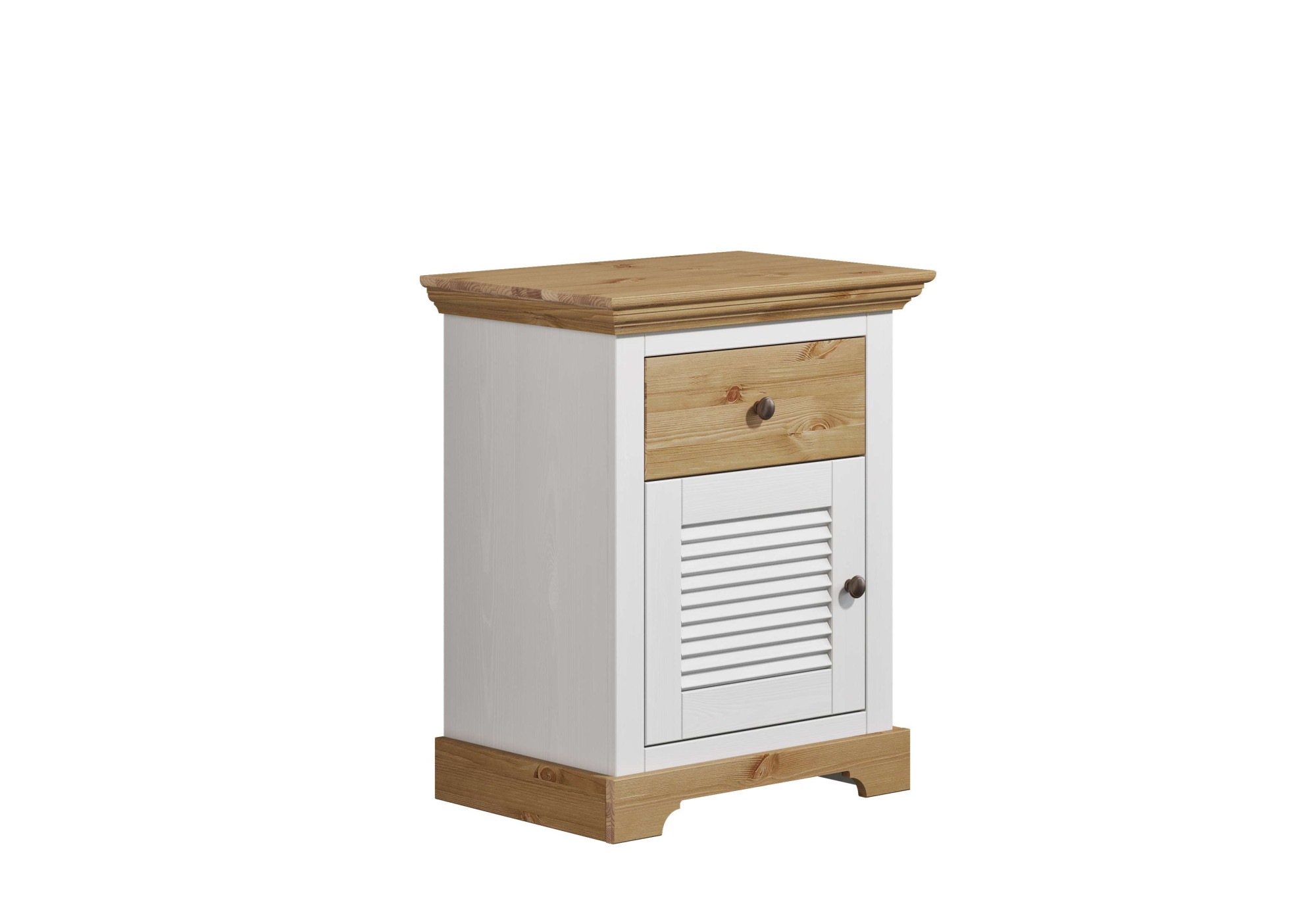 Image of GOODproduct Nachtkommode "Rauna, Landhausstil, edles Design mit Lamellen und Kassetten, 2 Farben" B/H/T 56/69/39cm, FSC zertifiziertes Kieferholz, massive Qualität mit viel Stauraum