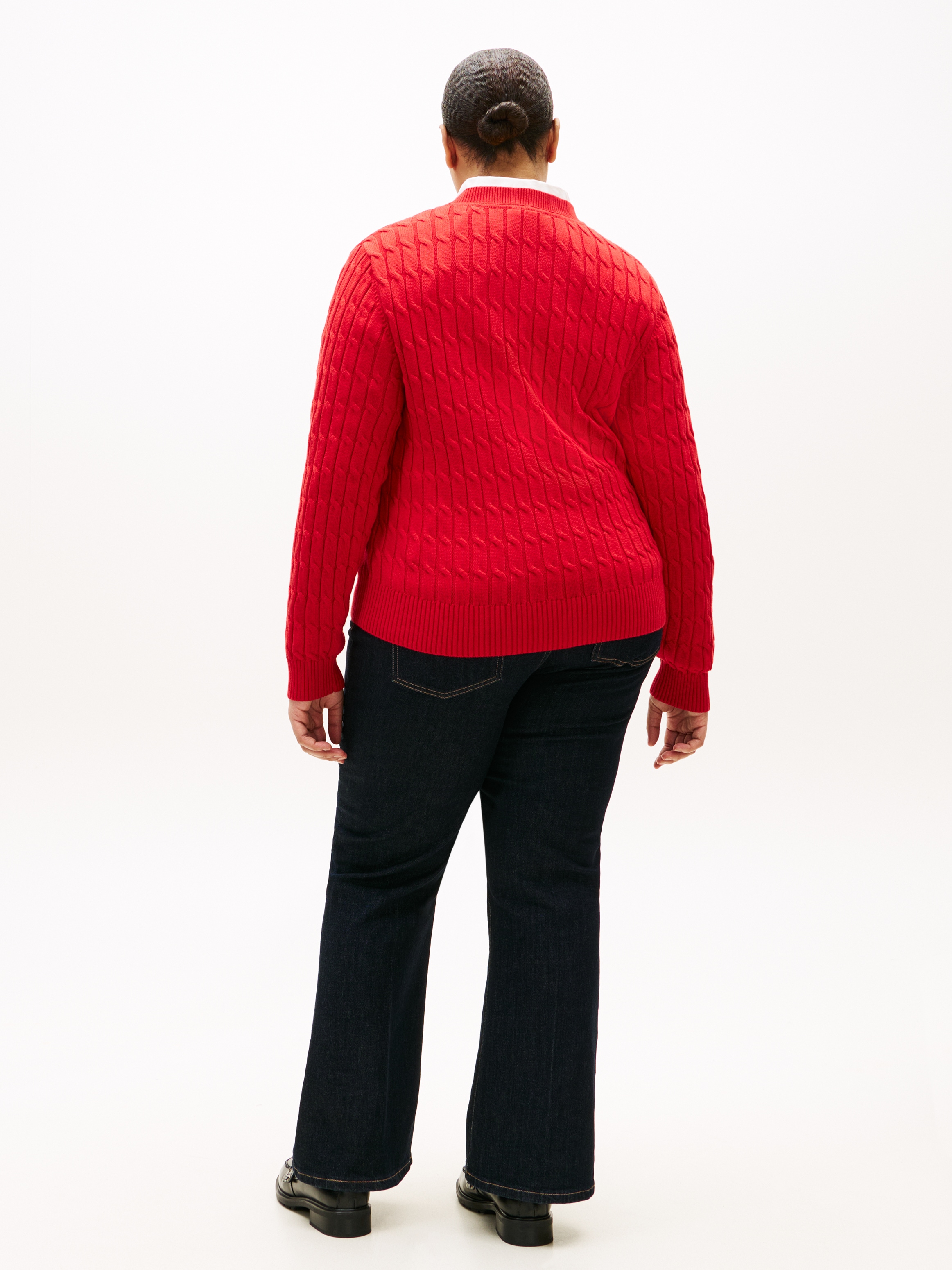 Tommy Hilfiger Curve Rundhalspullover »CRV CO CABLE MID GG C-NK LS SWT« in grossen Grössen, mit Zopfmuster