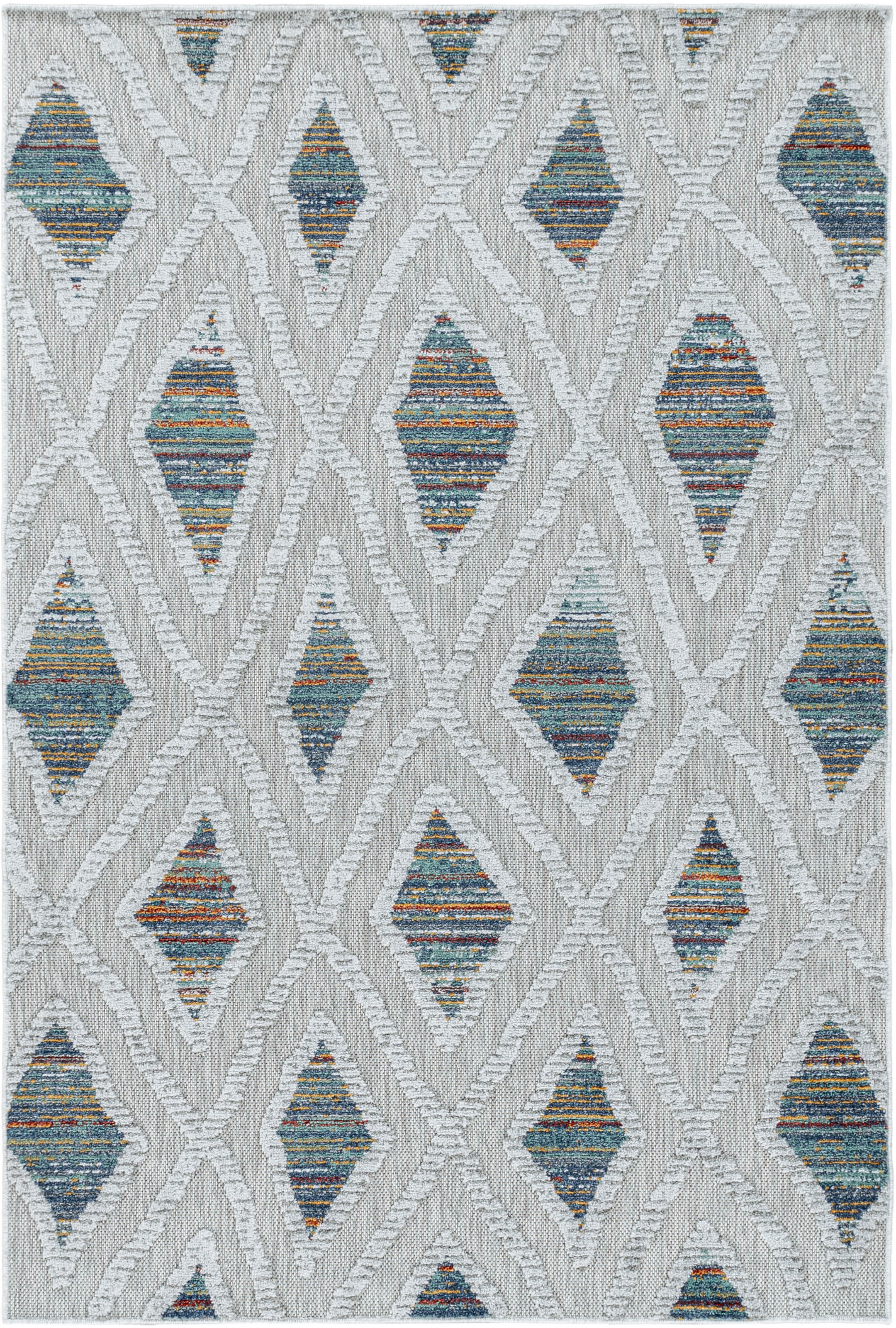 Ayyildiz Teppiche Teppich »BAHAMA 5157«, rechteckig, 8 mm Höhe, Läufer, Flachflor mit Hoch-Tief-Struktur, In-und Outdoor geeignet