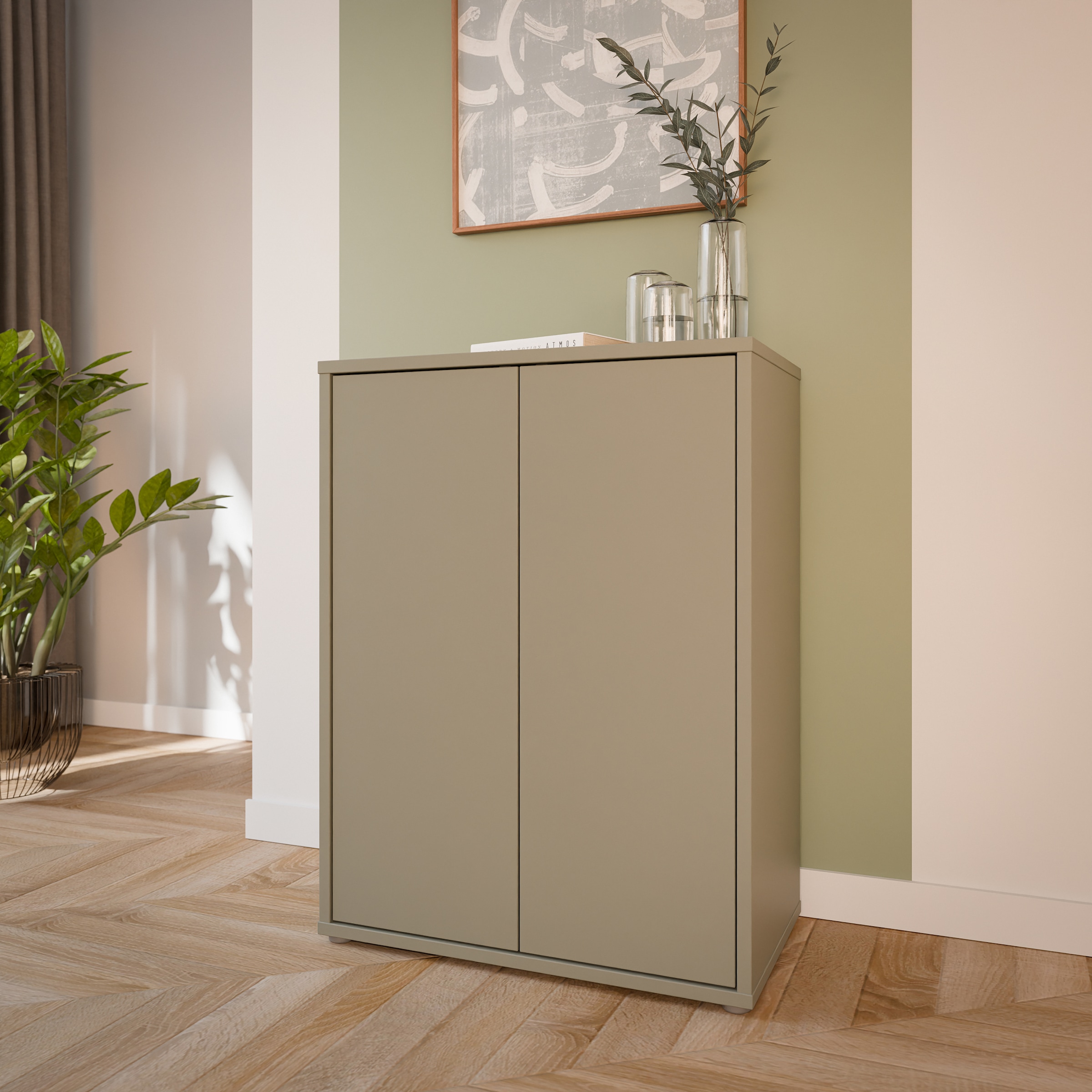 FORTE Commode »Alice Springs. Kommode, 2 Türen, B/H/T 74,5/99,1/41,5 cm« Portes sans poignées, ouverture par pression (Push to open)