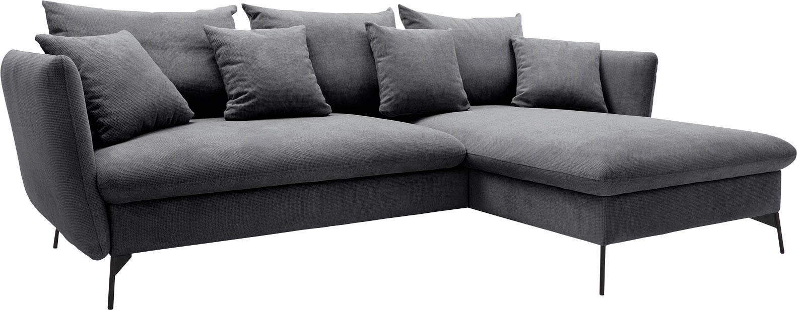 GOODproduct Canapé d'angle »LIVORNO,258 cm, L-Form,« Schlaffunktion u. Bettkasten (139/224cm), Samt, Struktur, Webstoff