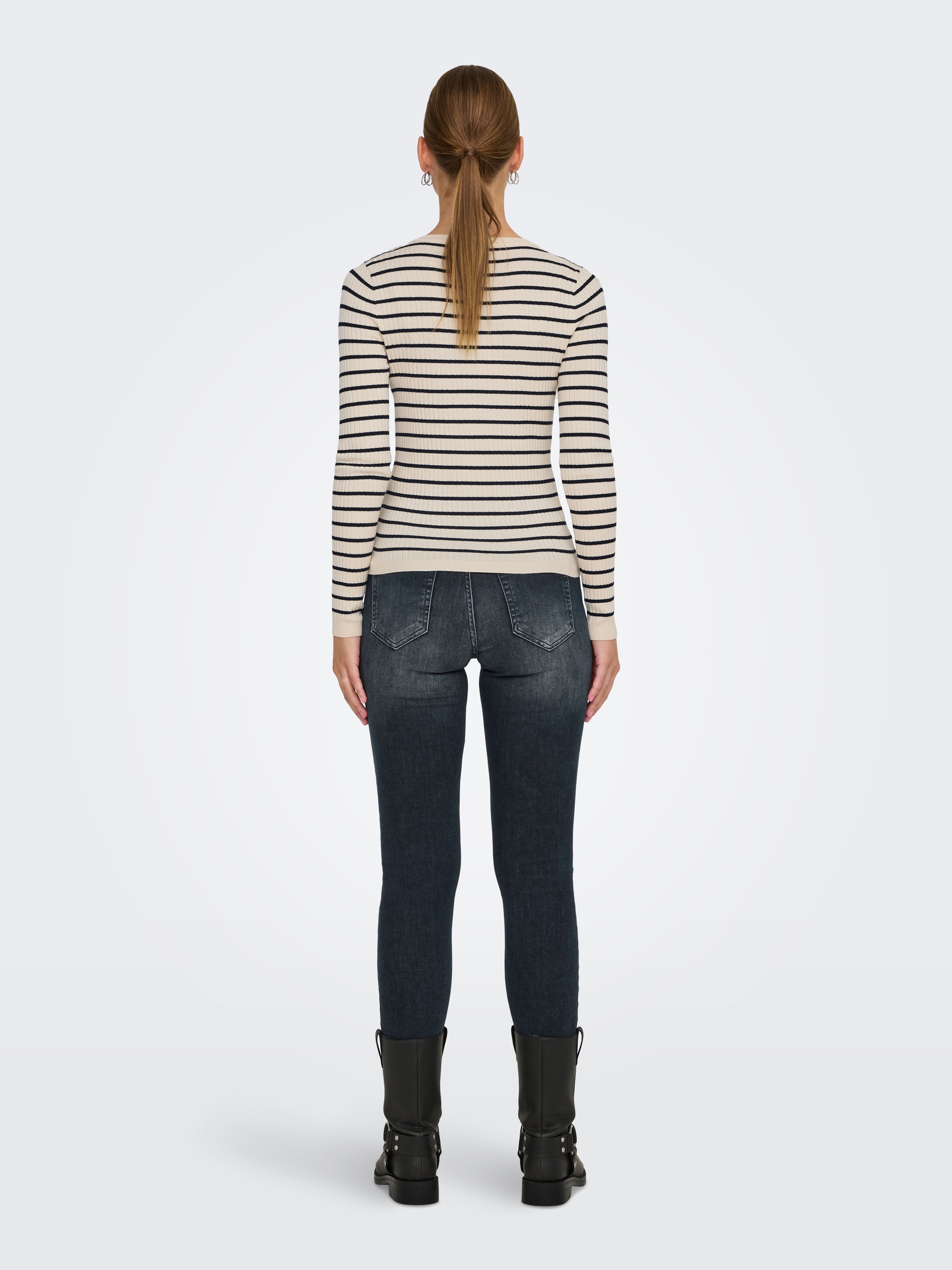 ONLY Strickpullover »ONLMILA LS STRIPE BUTTON O-NECK CC KNT«