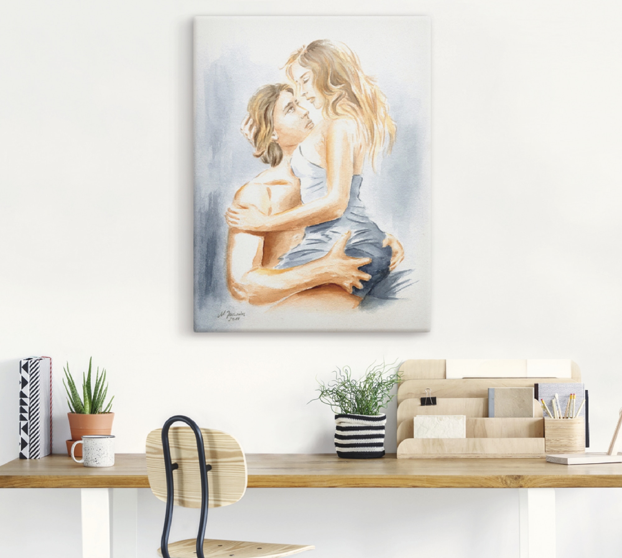 Artland Wandbild »Verliebtes Pärchen - erotisches Aquarell«, Paar, (1 St.), als Leinwandbild, Poster in verschied. Grössen