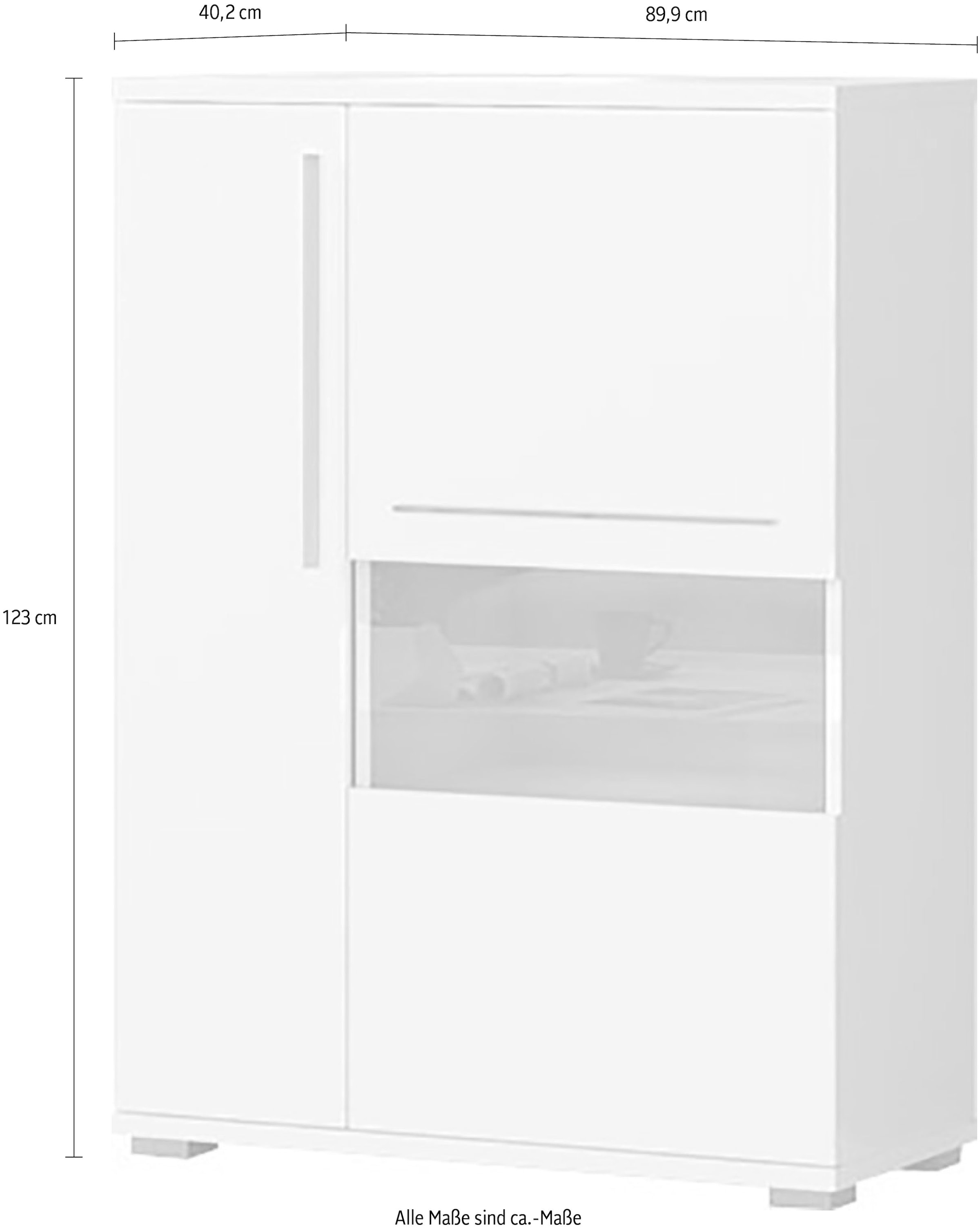 Places of Style Highboard »Piano Vitrine«, UV lackiert, Soft-Close Funktion