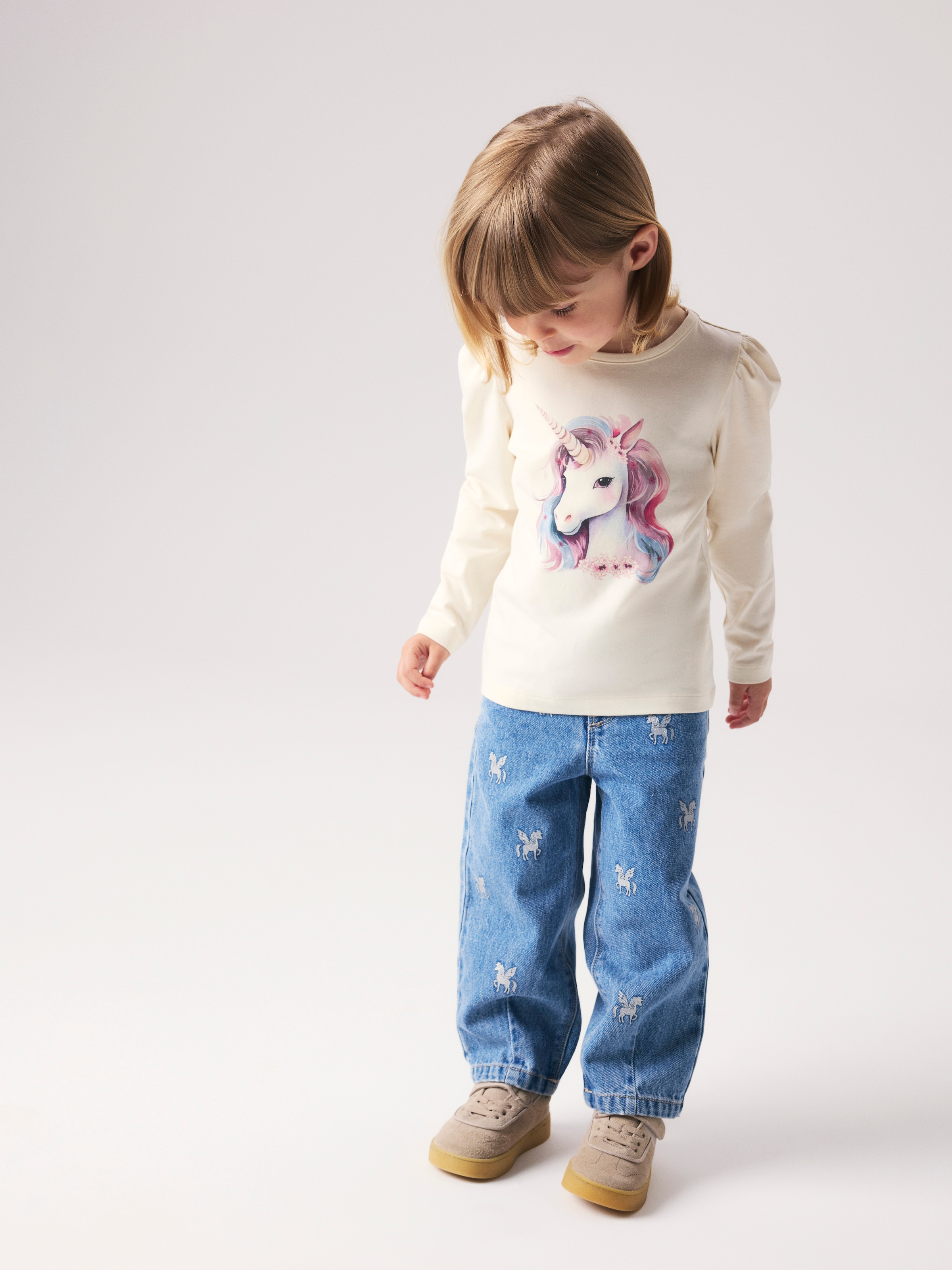 Name It T-shirt à manches longues »NMFKIMIA LS TOP BOX« Mélange de coton, coupe regular