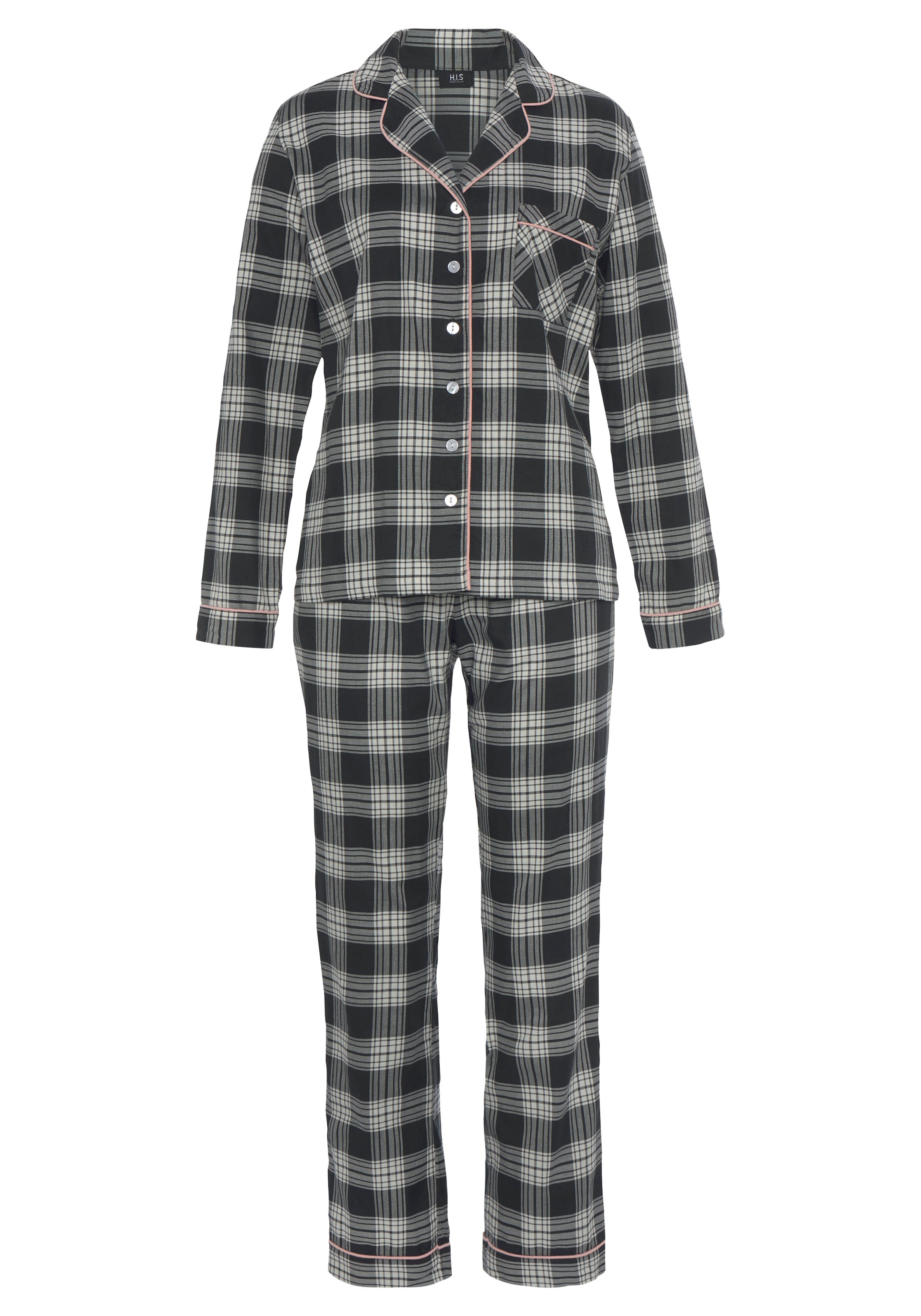 H.I.S Pyjama, (Set, 2 tlg.), aus Flanell mit Allover-Karomuster