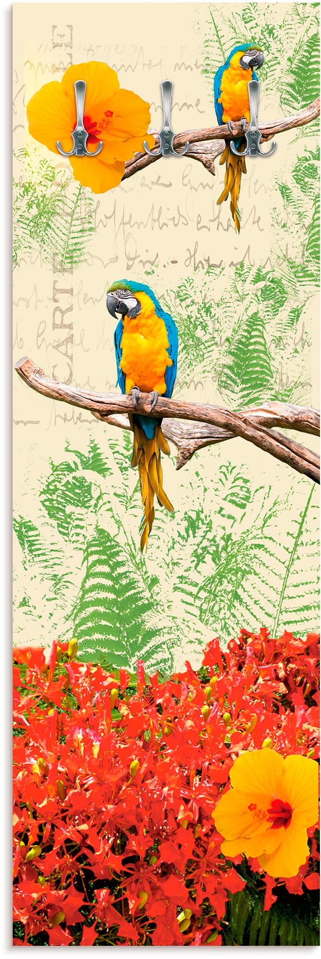 Image of Artland Garderobenleiste »Papagei«, platzsparende Wandgarderobe aus Holz mit 3 Haken, geeignet für kleinen, schmalen Flur, Flurgarderobe bei Ackermann Versand Schweiz