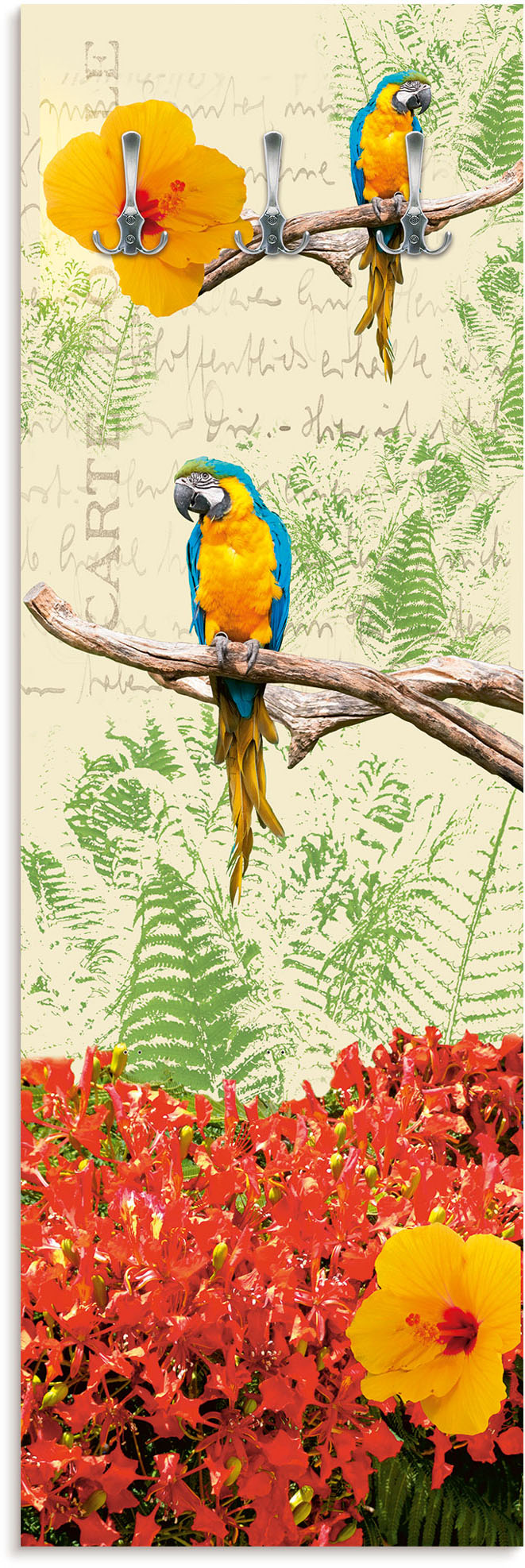 Image of Artland Garderobenleiste »Papagei«, platzsparende Wandgarderobe aus Holz mit 3 Haken, geeignet für kleinen, schmalen Flur, Flurgarderobe bei Ackermann Versand Schweiz