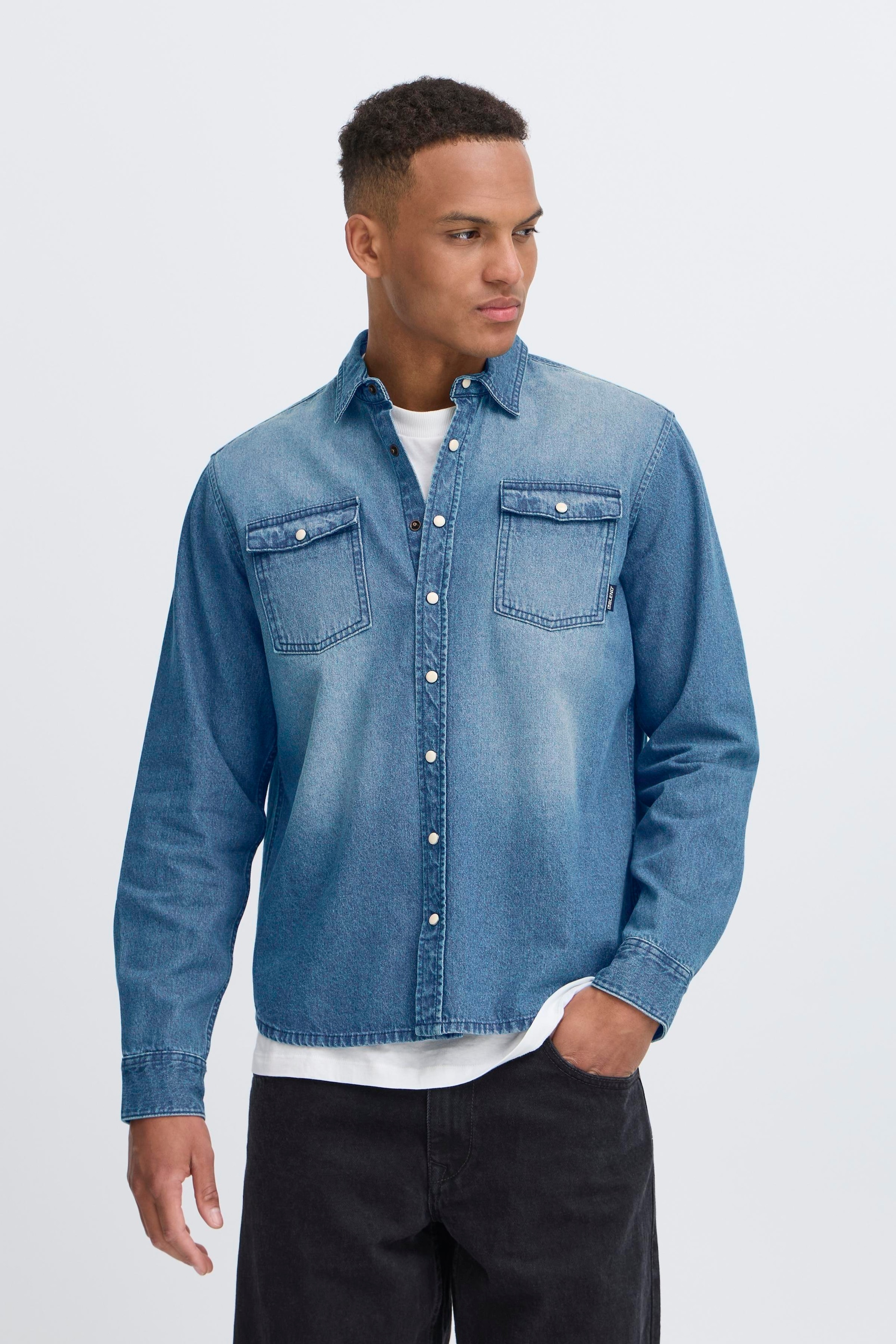 Image of Blend Langarmhemd "BHDARGO Shirt PP NOOS" Regular Fit, aus Baumwolle, mit Knopfleiste, pflegeleicht