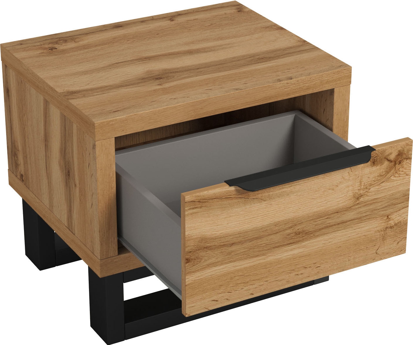 Home affaire Nachtkommode »Bronne, Breite 55 cm, Nachttisch mit 1 Schublade«, Moderner Nachtschrank, Metallgriff, Füsse in Kufenform
