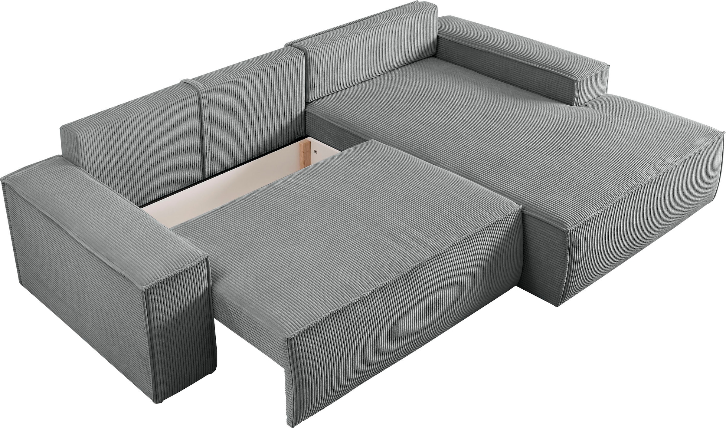 Home affaire Ecksofa SHERWOOD Schlafsofa 267 cm, L-Form, Schlaffunktion mit Bettkasten (210x136 cm), Cord, Vintage, Samtvelours