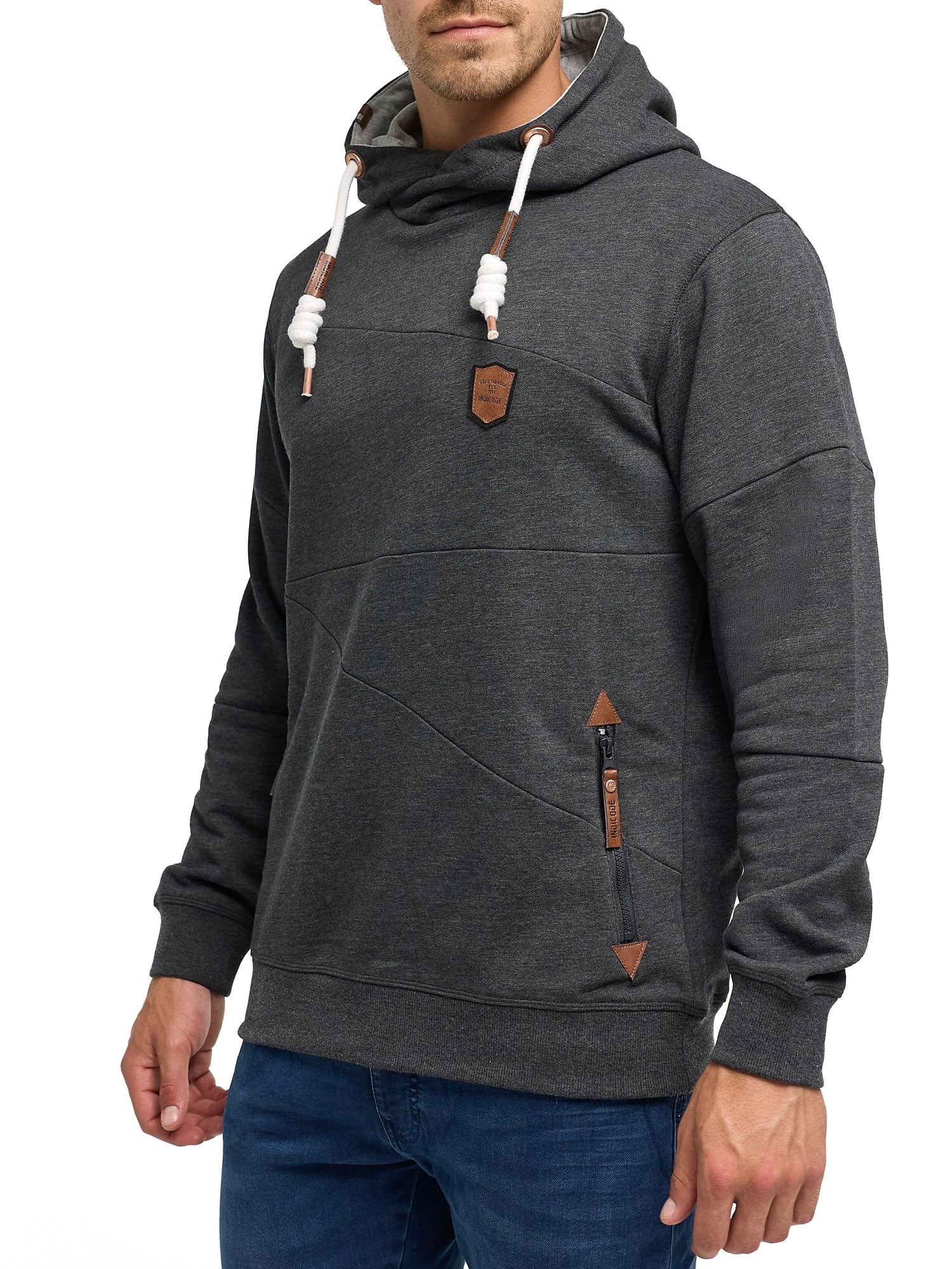 Indicode Sweat à capuche »INAix«, mélange coton, coupe régulière
