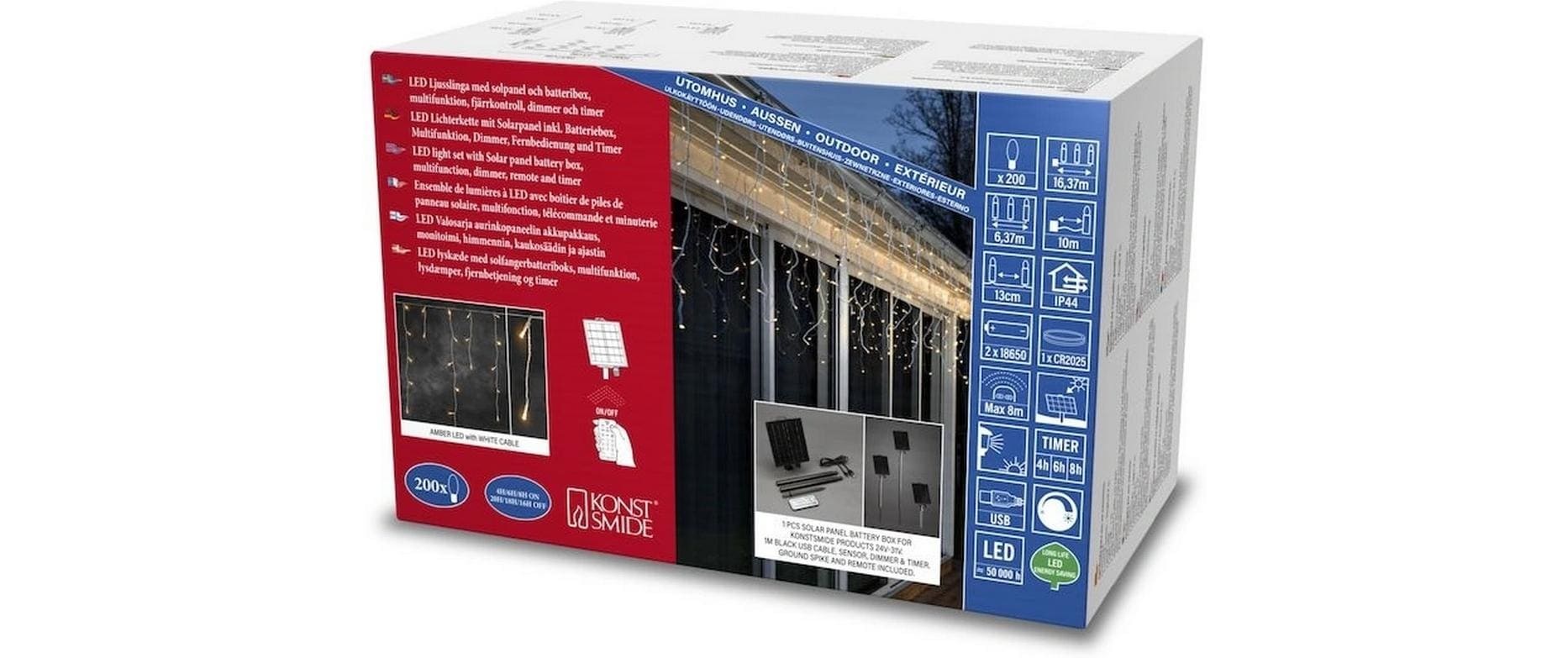 KONSTSMIDE LED-Lichternetz »Solar Eisregenvor 200 LED«