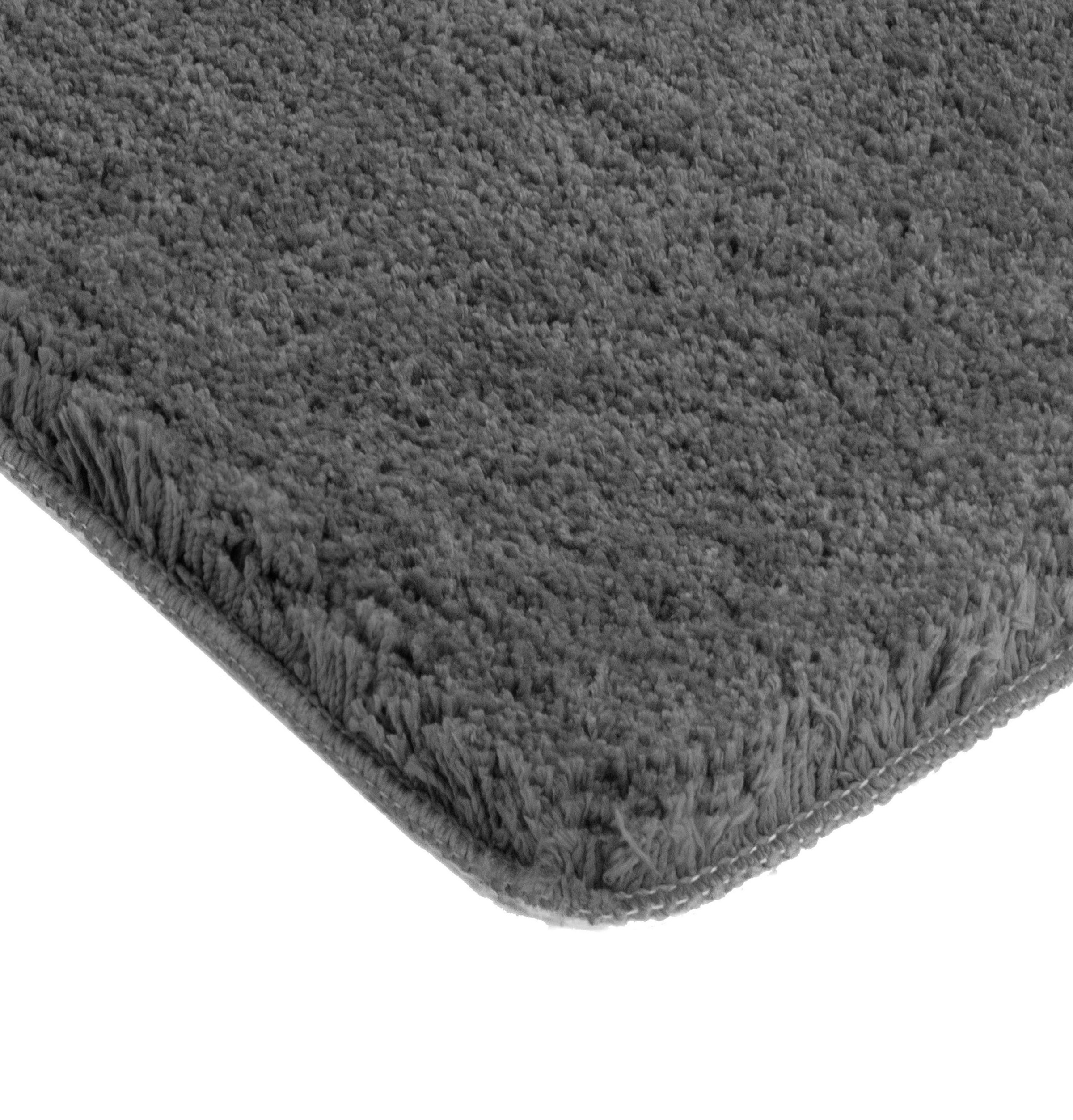 my home Badematte »Sanremo, Badvorleger, Badezimmer Teppich, sehr weich«, rutschhemmend beschichtet, fussbodenheizungsgeeignet-schnell trocknend, Badteppich, unifarben, rechteckig, rund & als 3-tlg. Set erhältlich