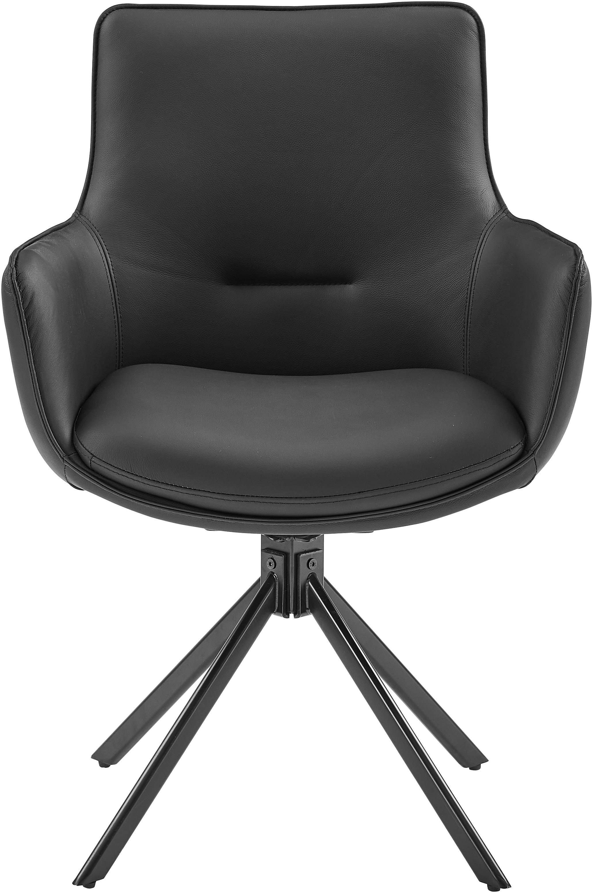 GOODproduct Drehstuhl (Set) 2 Stk.Naturleder Bezug, 360° drehbares Gestell aus Eisen