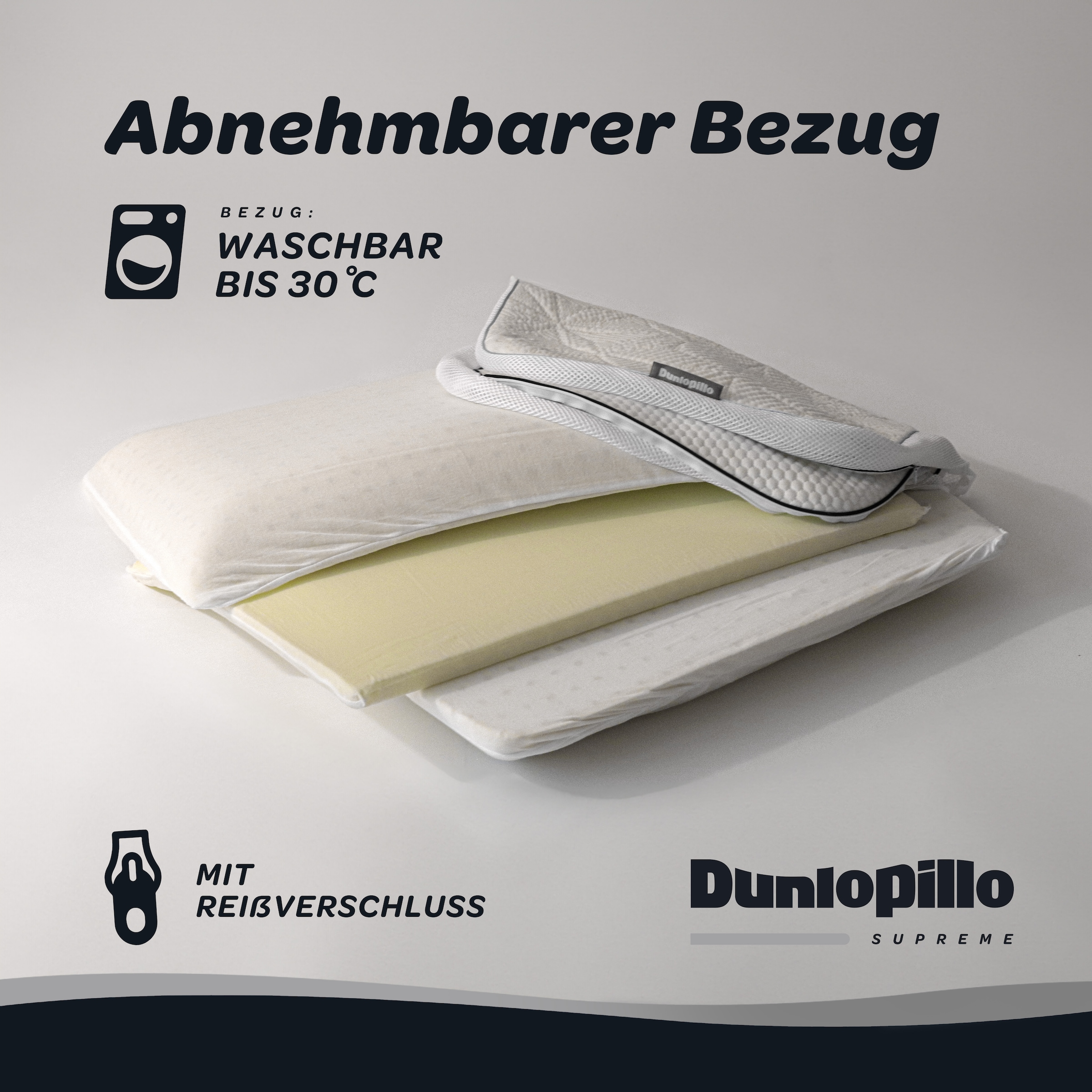 Dunlopillo Coussin pour la nuque »Clima Flex, NEUHEIT Viskoschaum mit kühlender & wärmender Seite« dimensions 60 x 50 x 15 cm, personnalisable : avec trois inserts