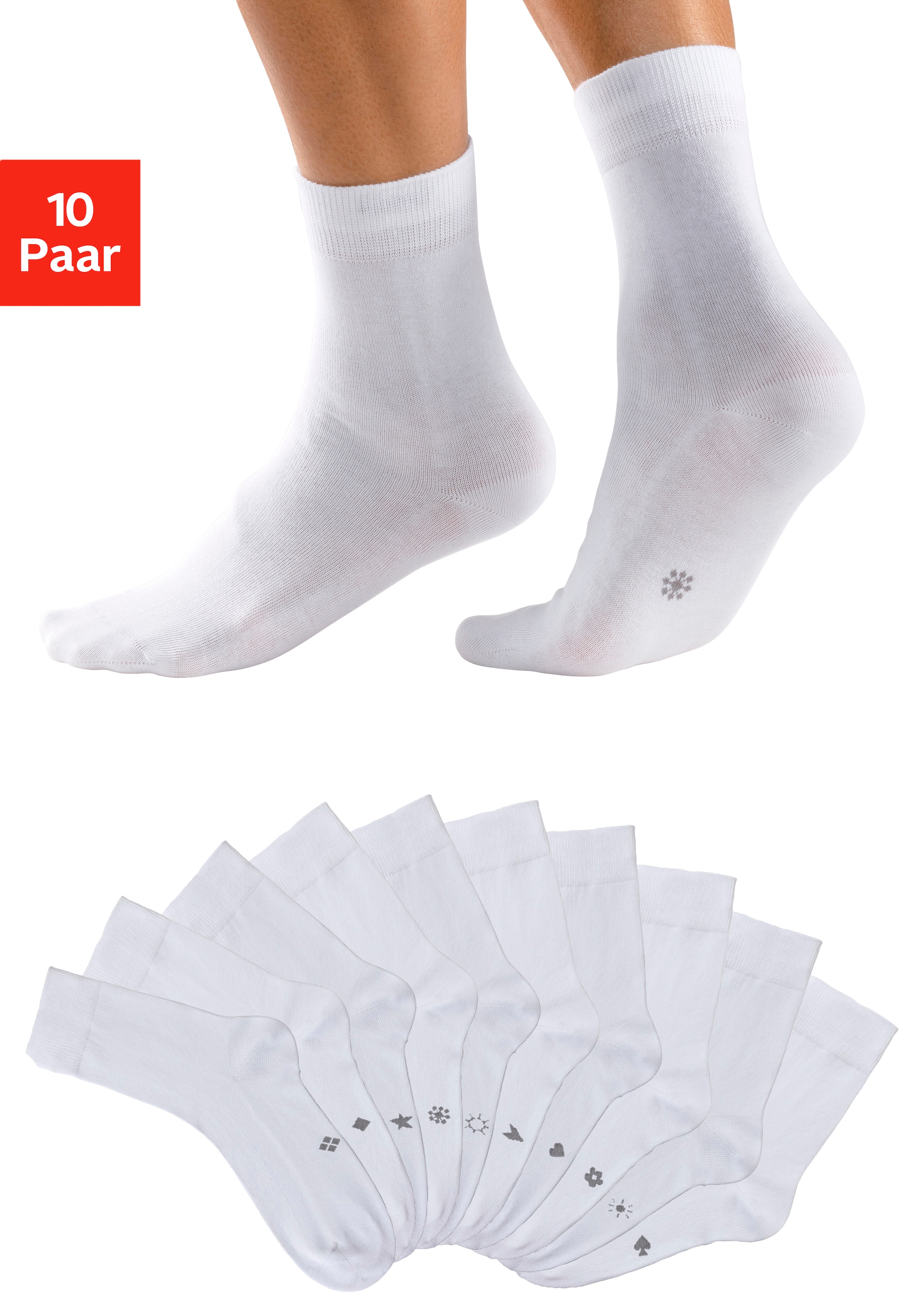 Image of H.I.S Basicsocken Packung, 10 Stk. tlg. mit eingestrickten Symbolen