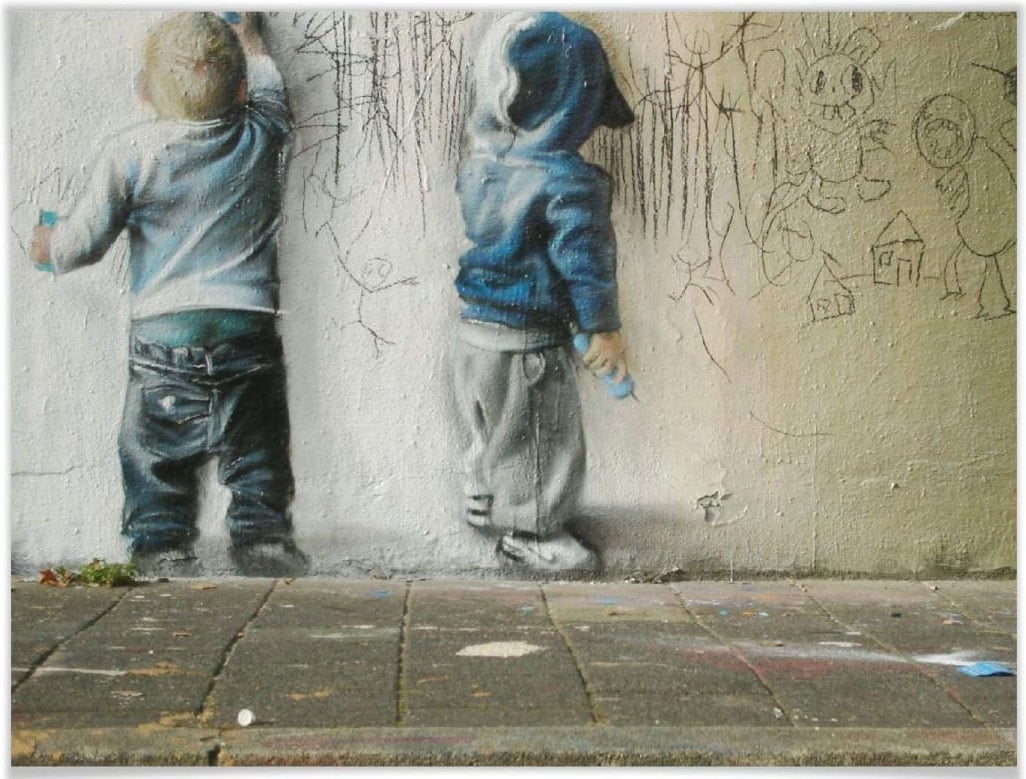 Poster »Graffiti Bilder Boys drawing«, Menschen, (1 St.), Poster ohne Bilderrahmen