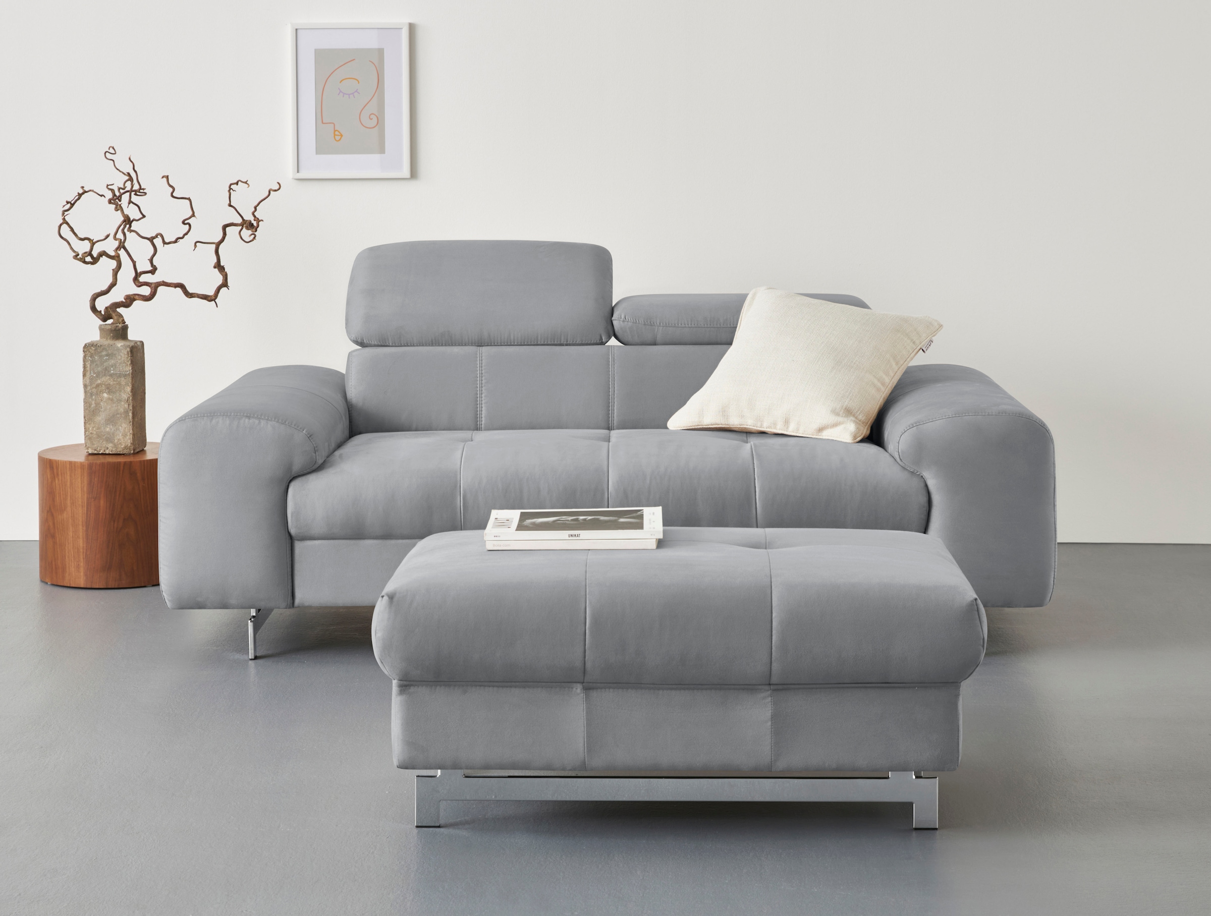 COTTA 2-Sitzer »Chef« Big-Sofa mit Kopfteilverstellung, edle Metallkufen