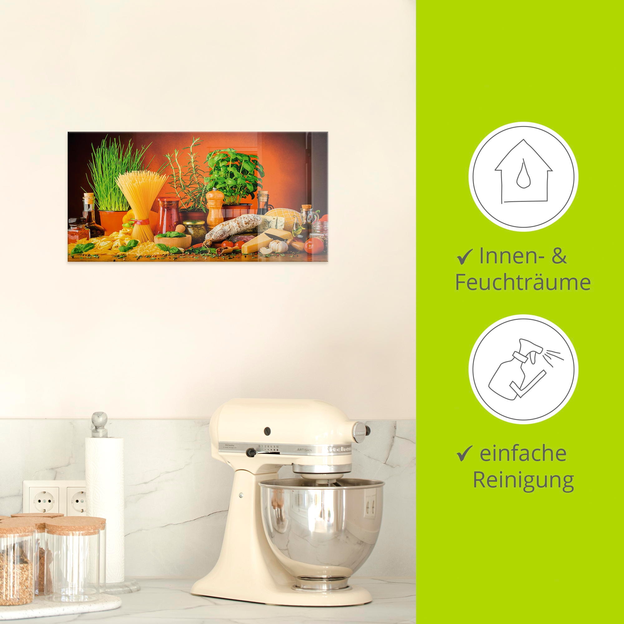 Artland Glasbild »Mediterranes und italienisches Essen« Lebensmittel 1 Stk. tlg. in verschiedenen Grössen