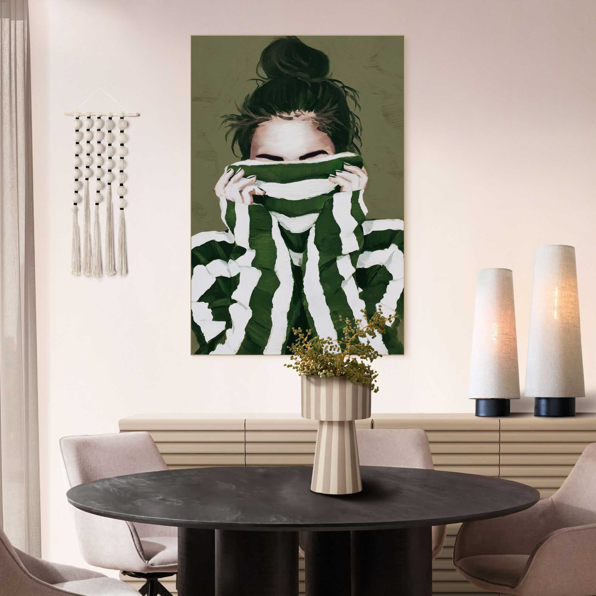 Image of Reinders Wandbild "Verborgener Blick" Menschen 1 Stk. tlg. Wohnzimmer - Grün - MDF - Frauen - 90x60 cm
