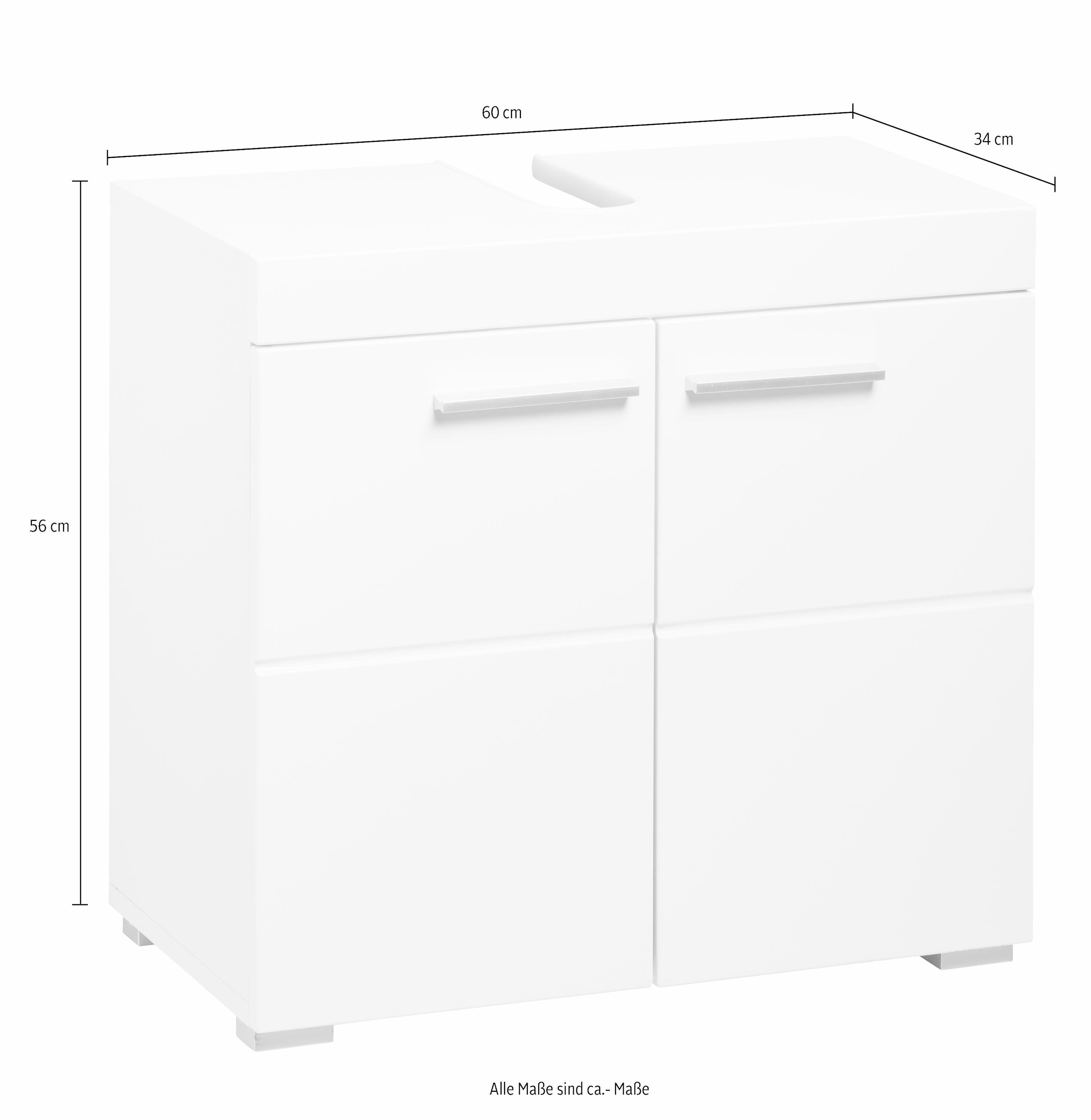INOSIGN Waschbeckenunterschrank »Avena«, Waschtisch 2türig- Aussparung 26/8 cm - (B/T/H) 60/34/56 cm