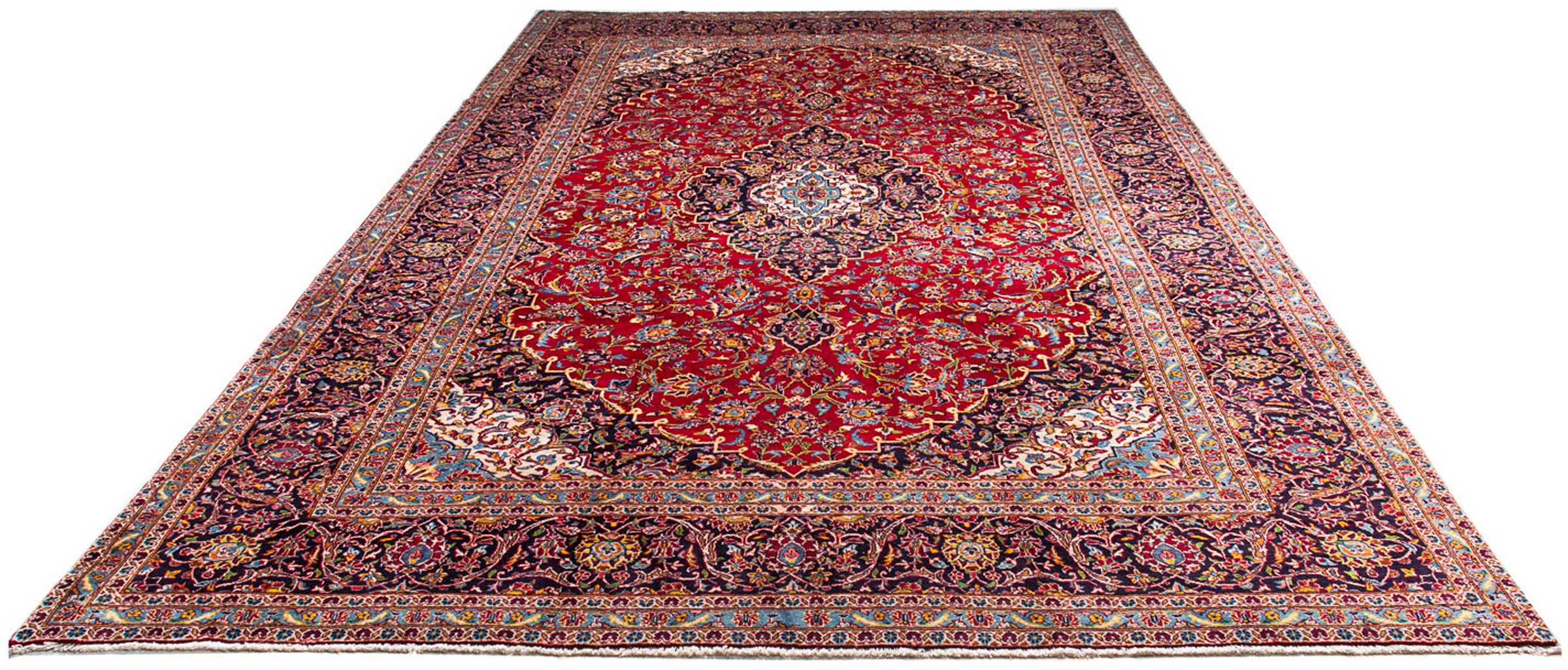 Image of morgenland Orientteppich »Perser - Keshan - 386 x 252 cm - dunkelrot«, rechteckig, 10 mm Höhe, Wohnzimmer, Handgeknüpft, Einzelstück mit Zertifikat bei Ackermann Versand Schweiz