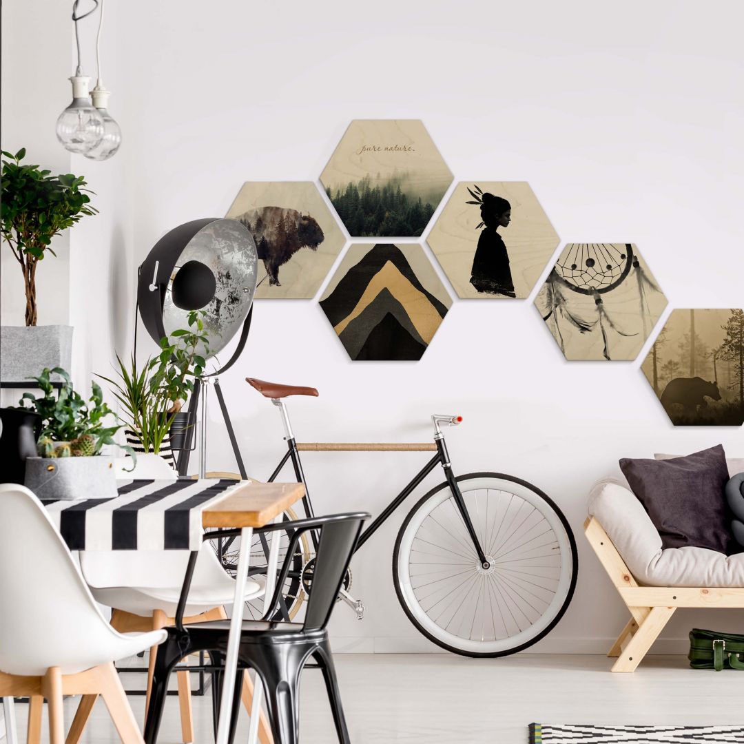 Image of Wall-Art Mehrteilige Bilder »Natur Collage Bohemian Holzdeko«, (Set, 6 St.) bei Ackermann Versand Schweiz