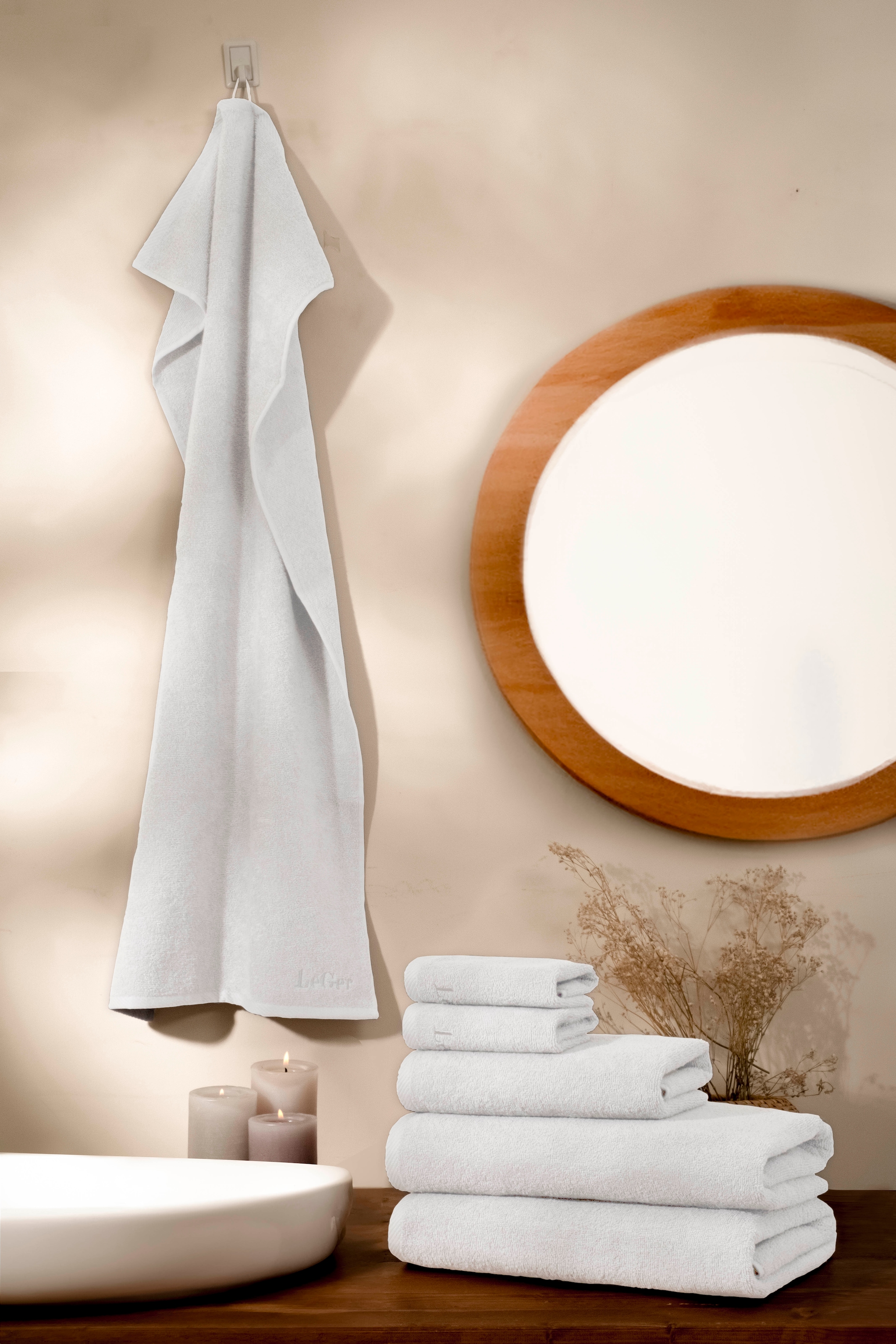 LeGer Home by Lena Gercke Handtuch Set »Lovina, Duschtücher, Handtücher, Seiftücher«, 6 tlg., Walkfrottier, Handtücher mit Logostikerei, 100% Baumwolle, einfarbig, weich