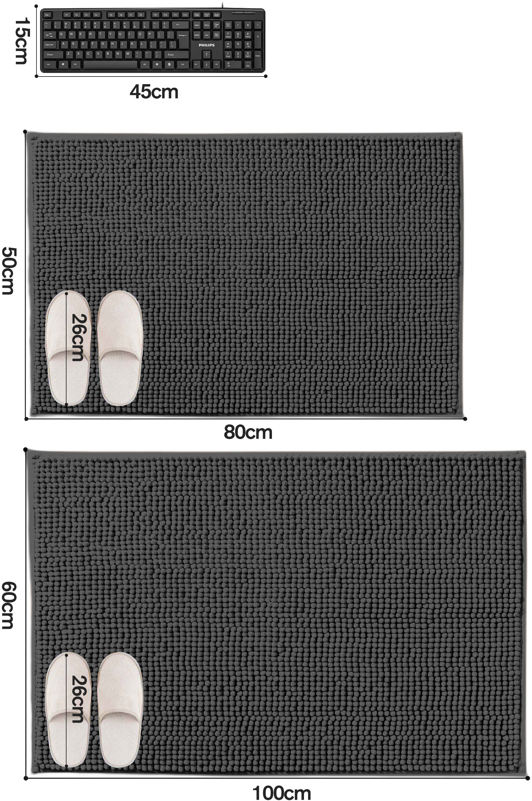 my home Tapis de bain »Vanessa Chenille, Badvorleger, Badezimmer Teppich, Duschvorleger« Höhe 15 mm Uni Farben, besonders weich