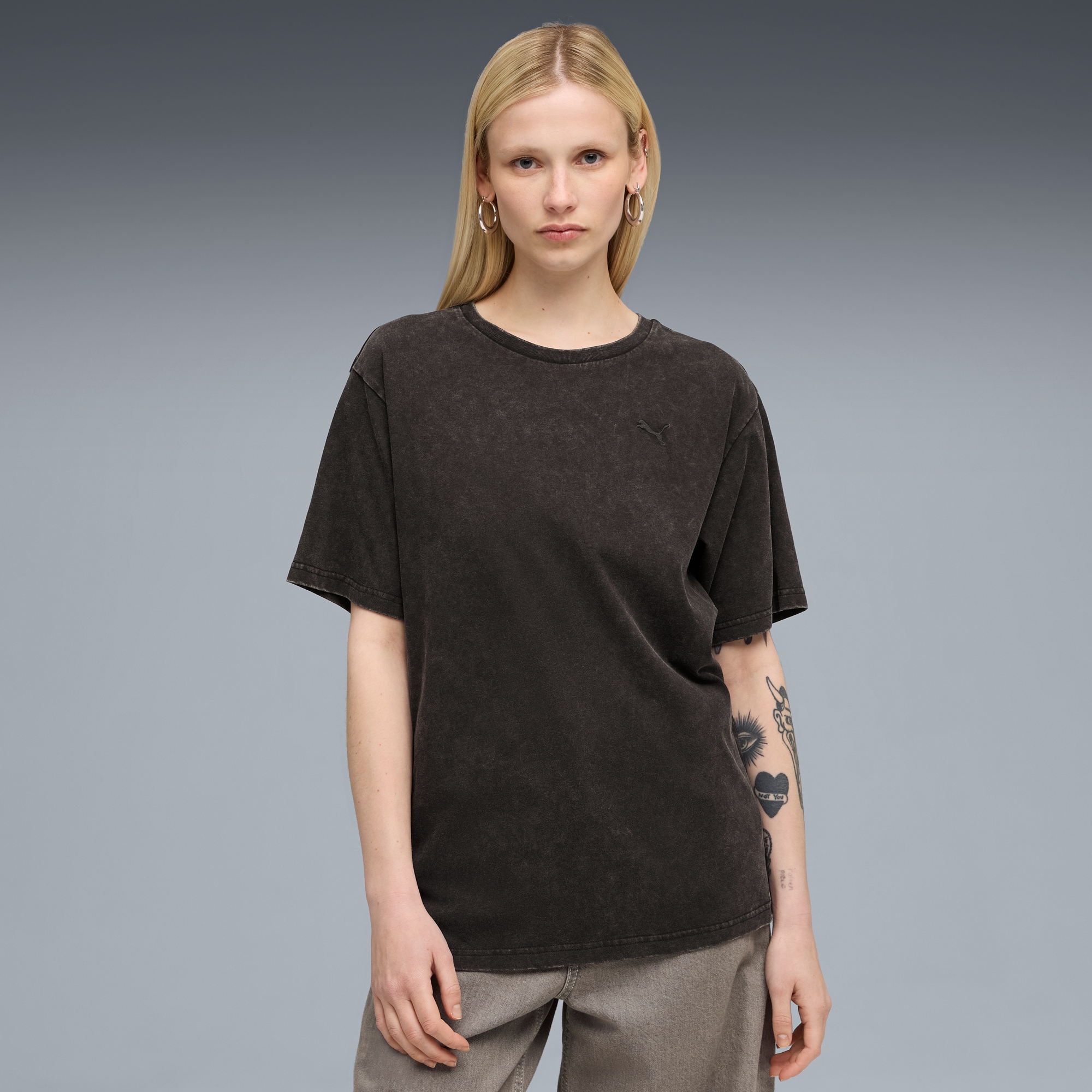 Image of PUMA T-Shirt "ESS ELEVATED RELAXED WASH TEE" lockere Passform, Kurzarm, für Alltag, Rundhalsausschnitt