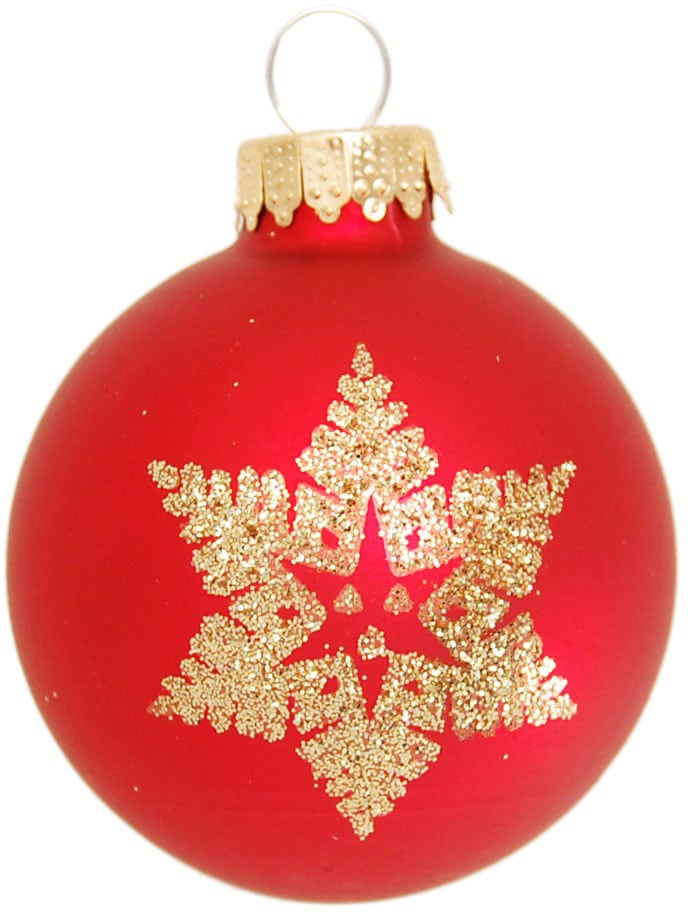 Krebs Glas Lauscha Weihnachtsbaumkugel »Schneeflocke rot« Weihnachtsdeko, Christbaumschmuck, Christbaumkugeln aus Glas