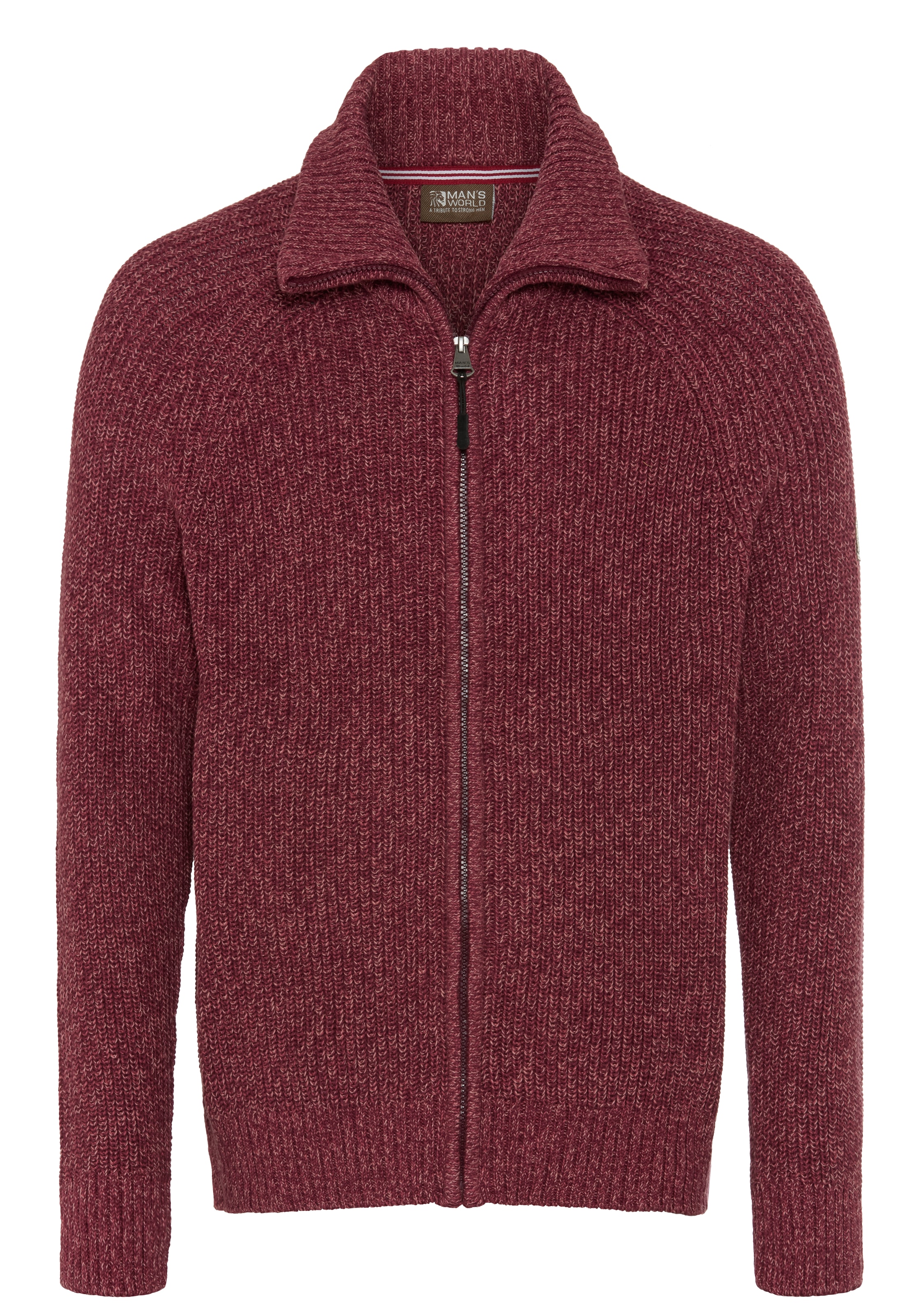 Man's World Veste en tricot »Mit Stehkragen & Reissverschluss melierte Optik« coupe régulière, avec manches raglan