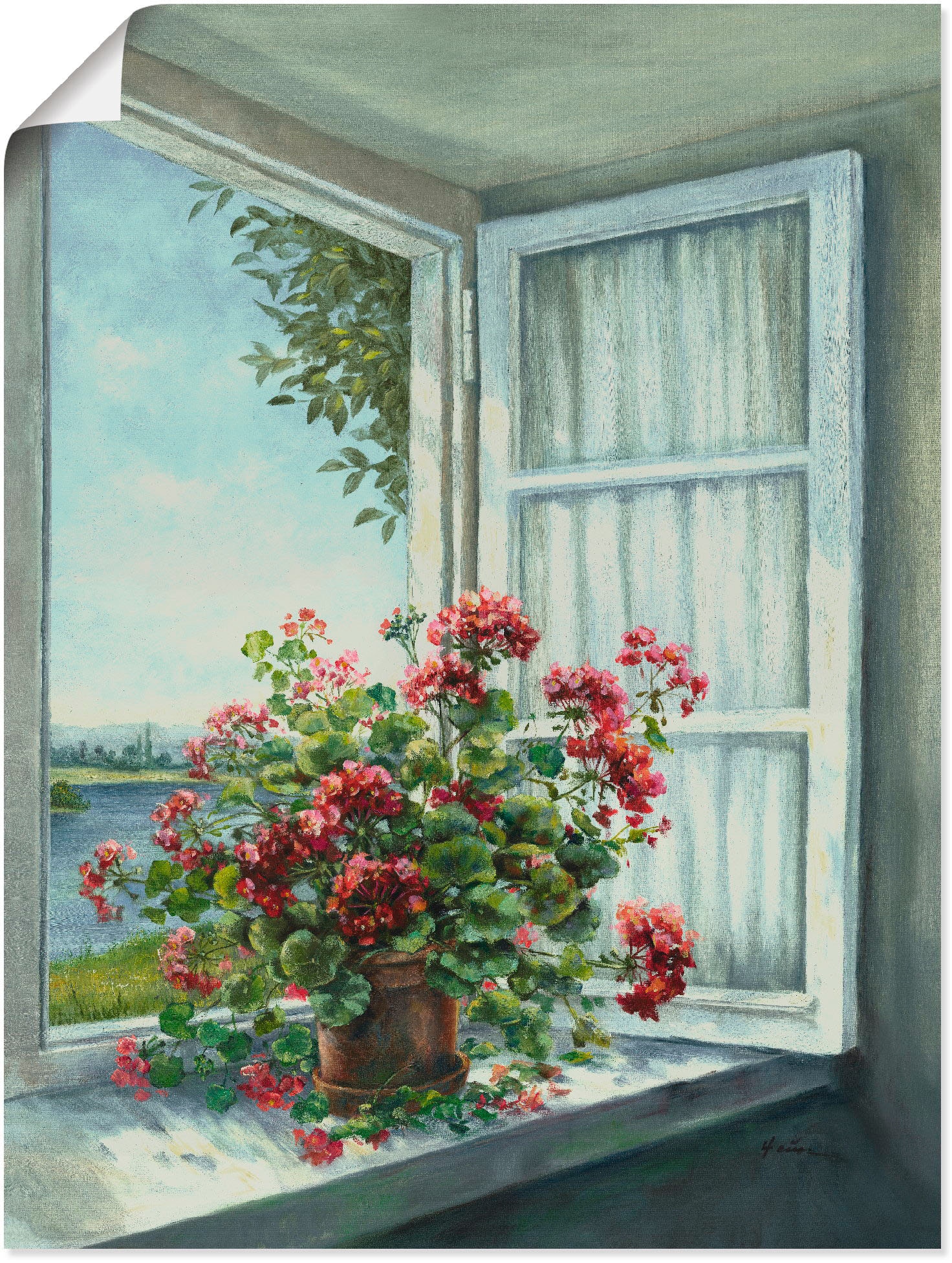 Artland Wandbild »Geranien am Fenster« Blumen 1 Stk. tlg. als Leinwandbild, Poster in verschied. Grössen