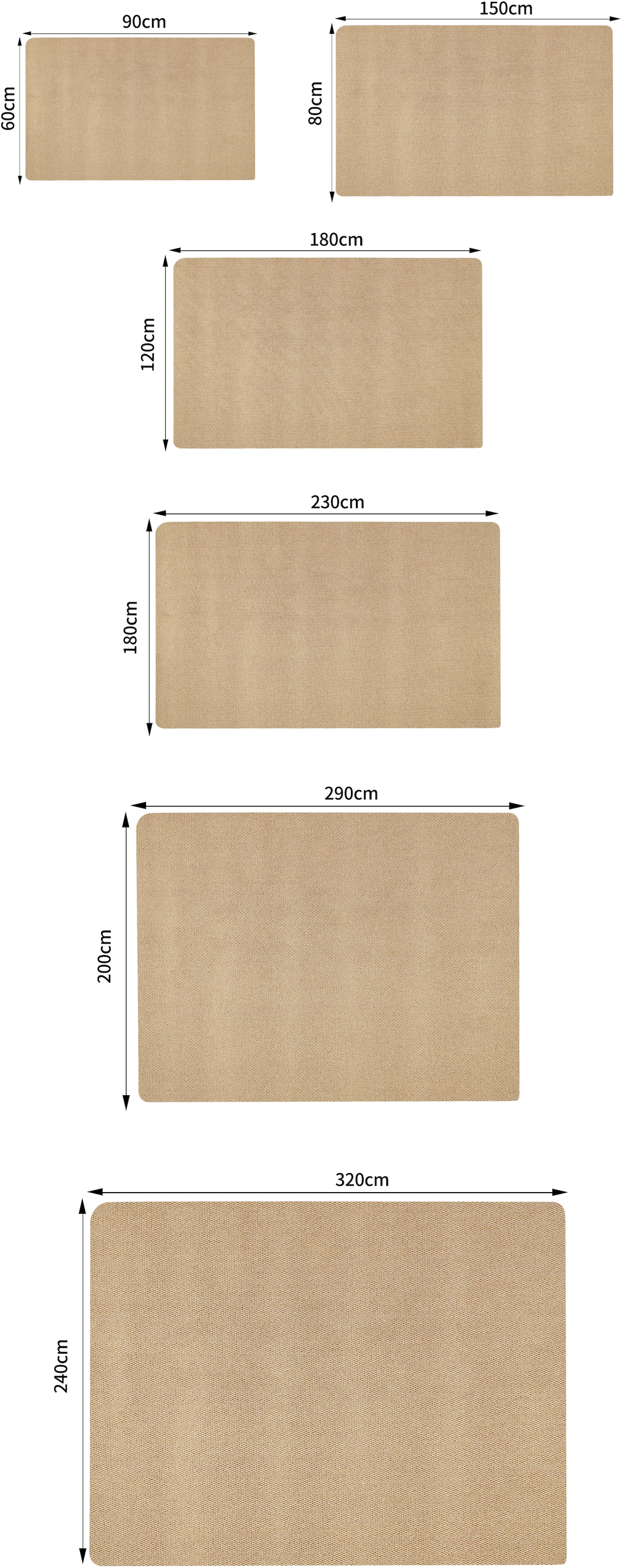 GOODproduct Teppich »Lilia« rechteckig 5 mm Höhe Sisal-Optik, uni, waschbar, Wohnzimmer, Schlafzimmer, Esszimmer