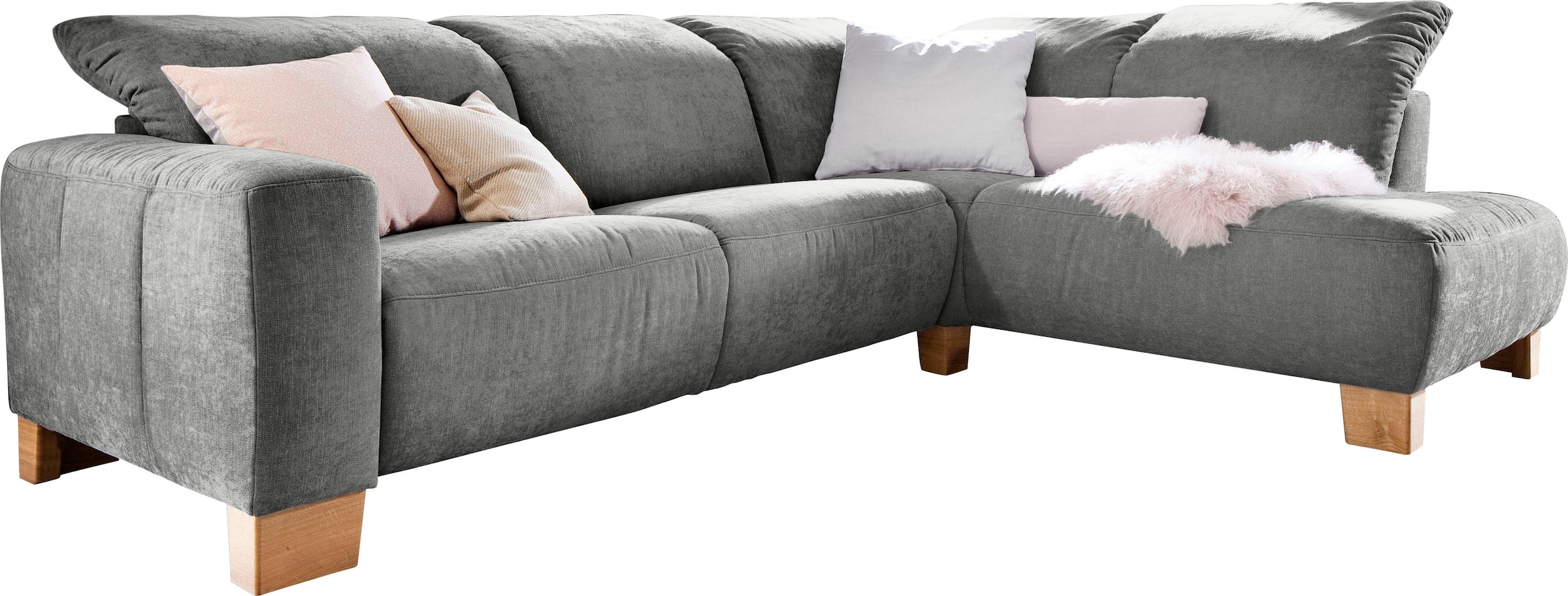 Image of Home affaire Ecksofa "Hörnum bequemes Wohlfühlsofa, Federkern, Breite 281cm, L-Form" wahlweise mit motorischer Relaxfunktion, mit verstellbarer Kopfstütze