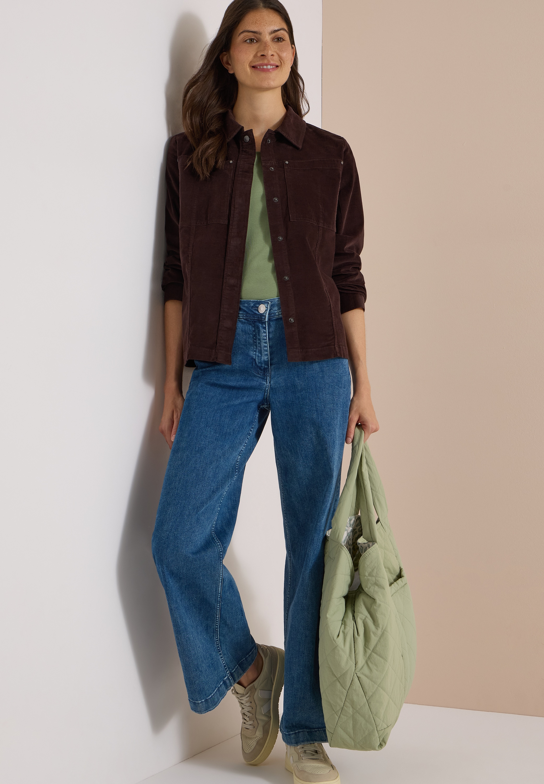 Cecil Cordjacke Feincord Overshirt, Baumwollmix, Brusttaschen