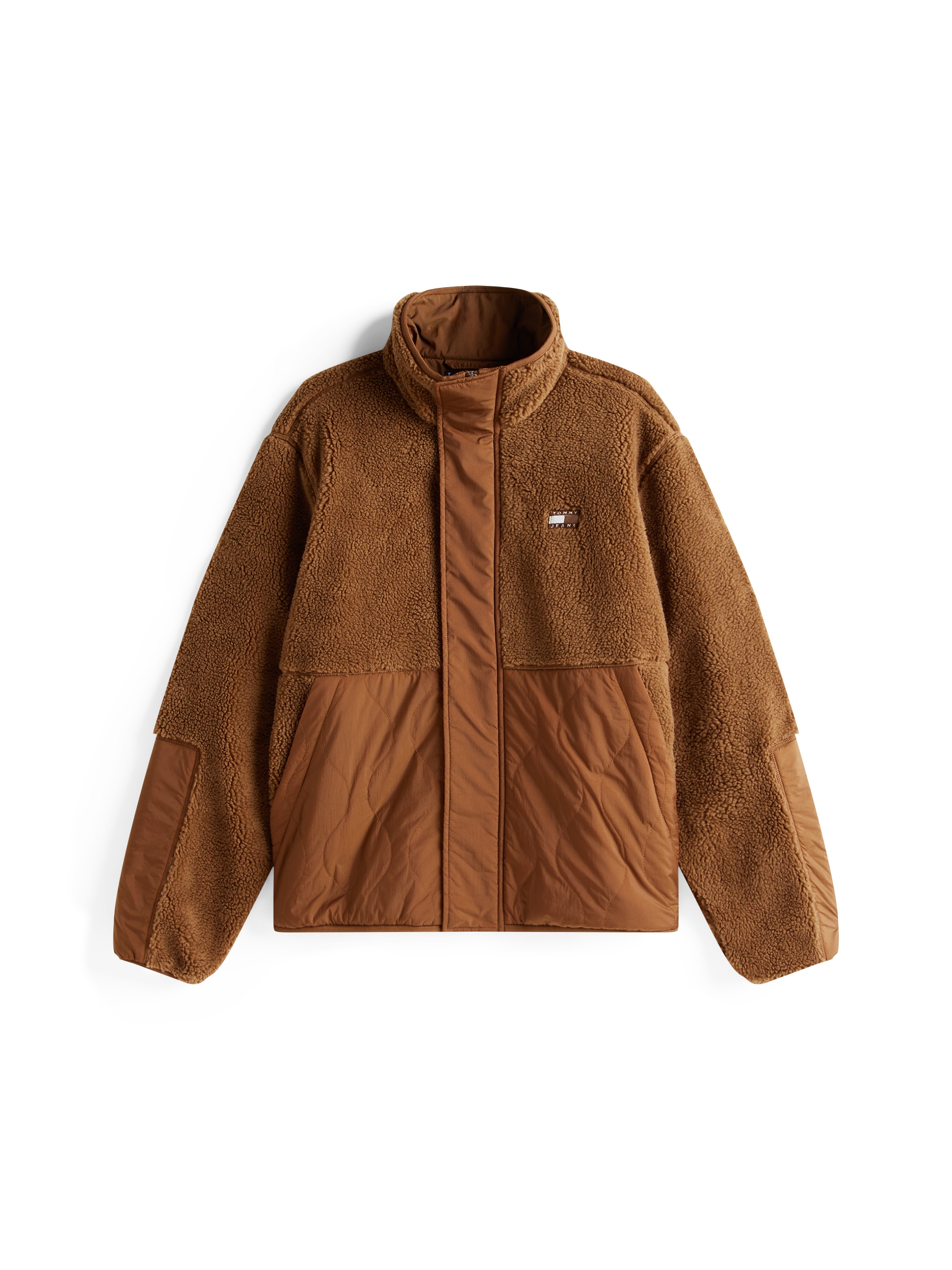 Tommy Jeans Steppjacke »TJM ESSENTL MIX TEDDY«, Übergangsjacke relaxed fit, mit Teddy Fleece, Stehkragen
