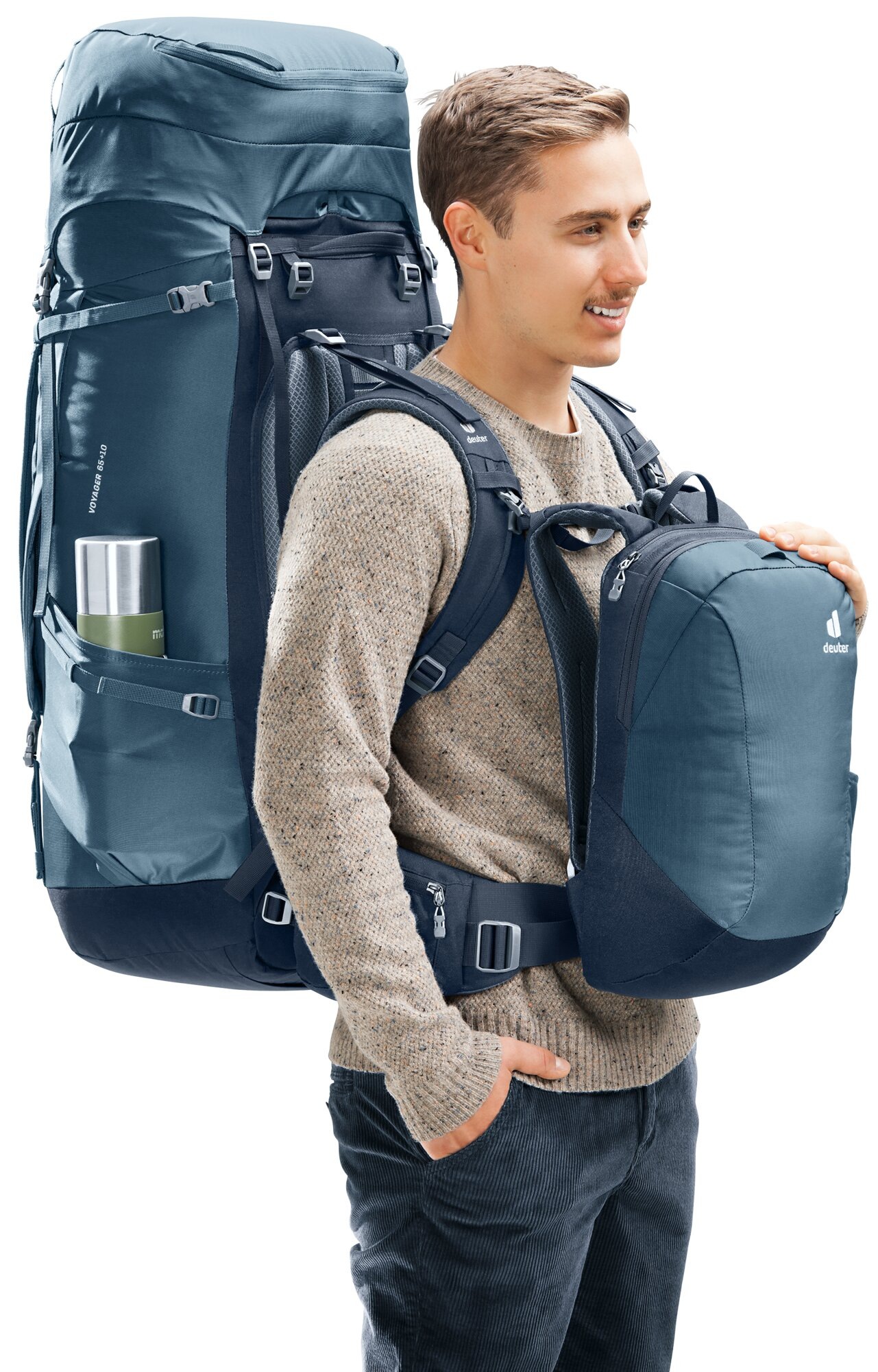 deuter Sac à dos de voyage »Voyager 65+10« avec un volume total de 75 litres, avec système de dos Contact
