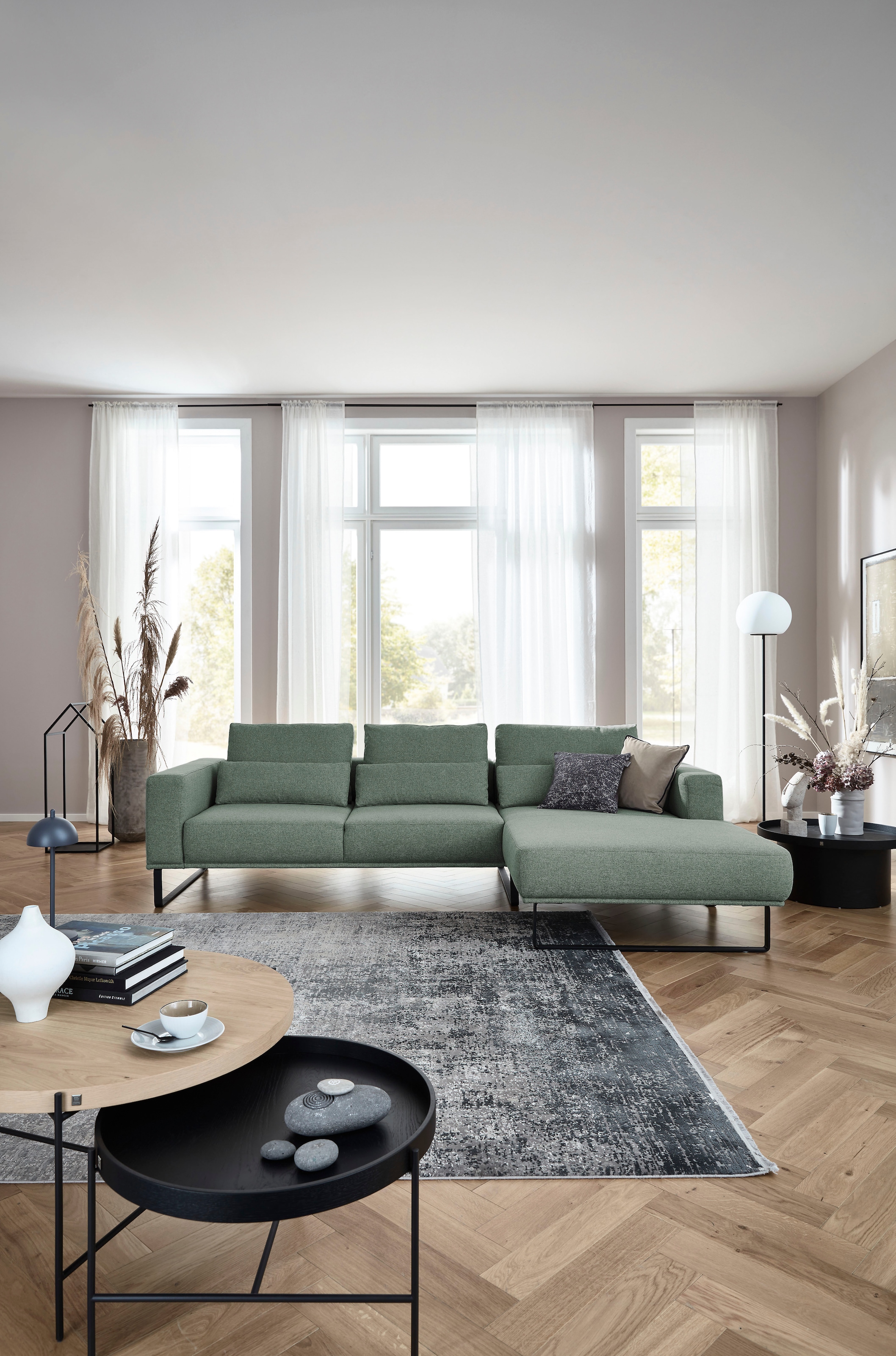Musterring Canapé d'angle »JustB! PM100« design moderne avec patins métalliques noirs et largeur de 292 cm - 6 couleurs